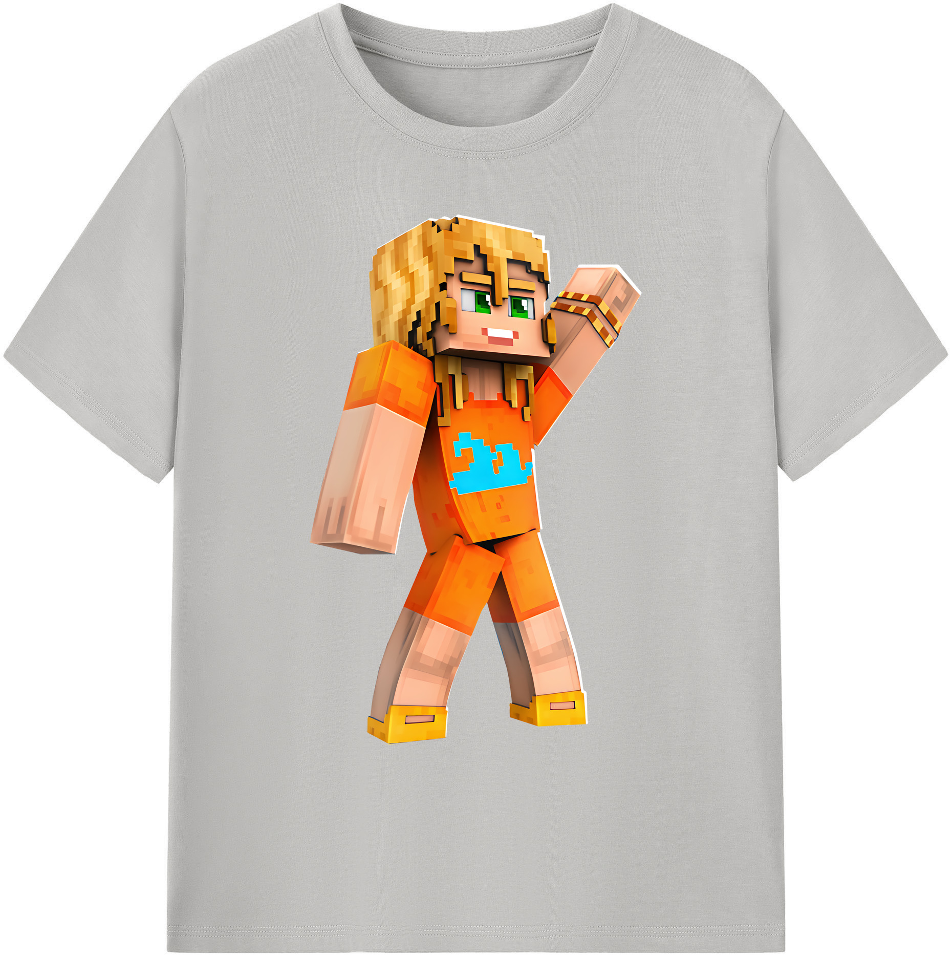 （画像用） マインクラフト ブロックの世界 Minecraft MC Block world 綿100％ メンズ半袖Tシャツ｜肌触りやわらか＆通気性