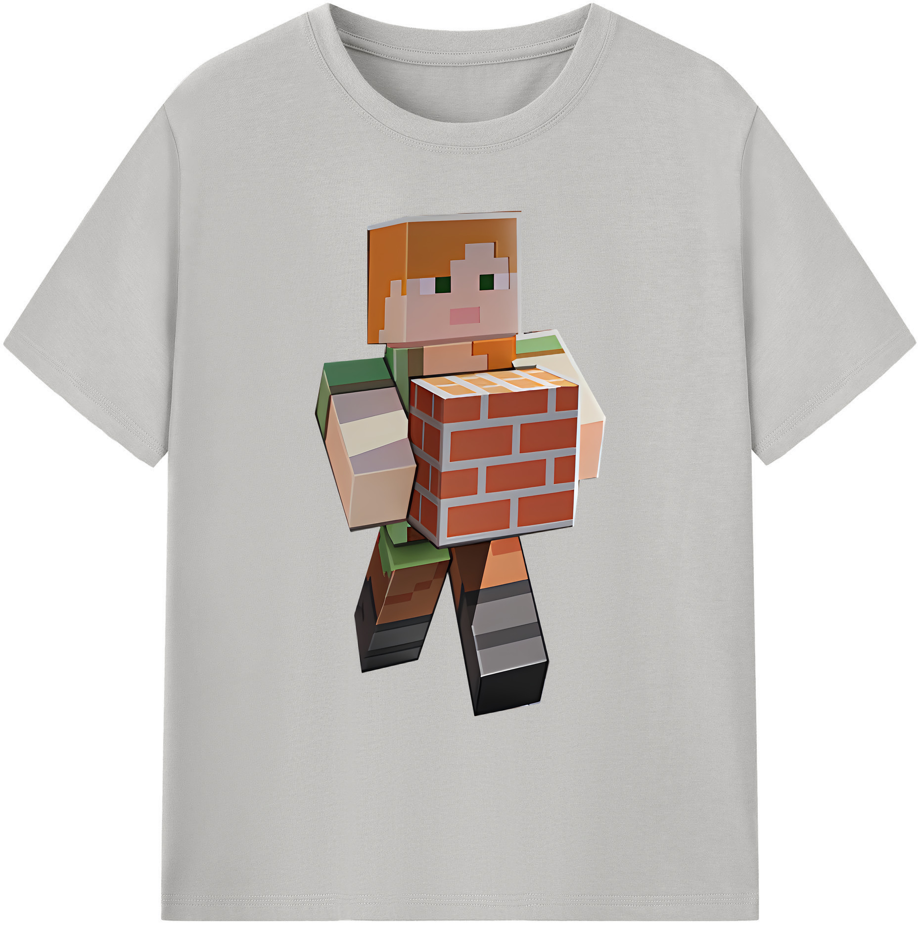 （画像用） マインクラフト ブロックの世界 Minecraft MC Block world 綿100％ メンズ半袖Tシャツ｜肌触りやわらか＆通気性
