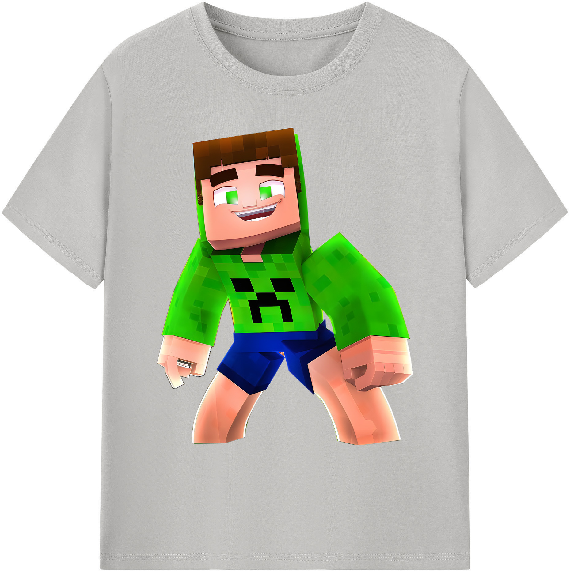 （画像用） マインクラフト ブロックの世界 Minecraft MC Block world 綿100％ メンズ半袖Tシャツ｜肌触りやわらか＆通気性