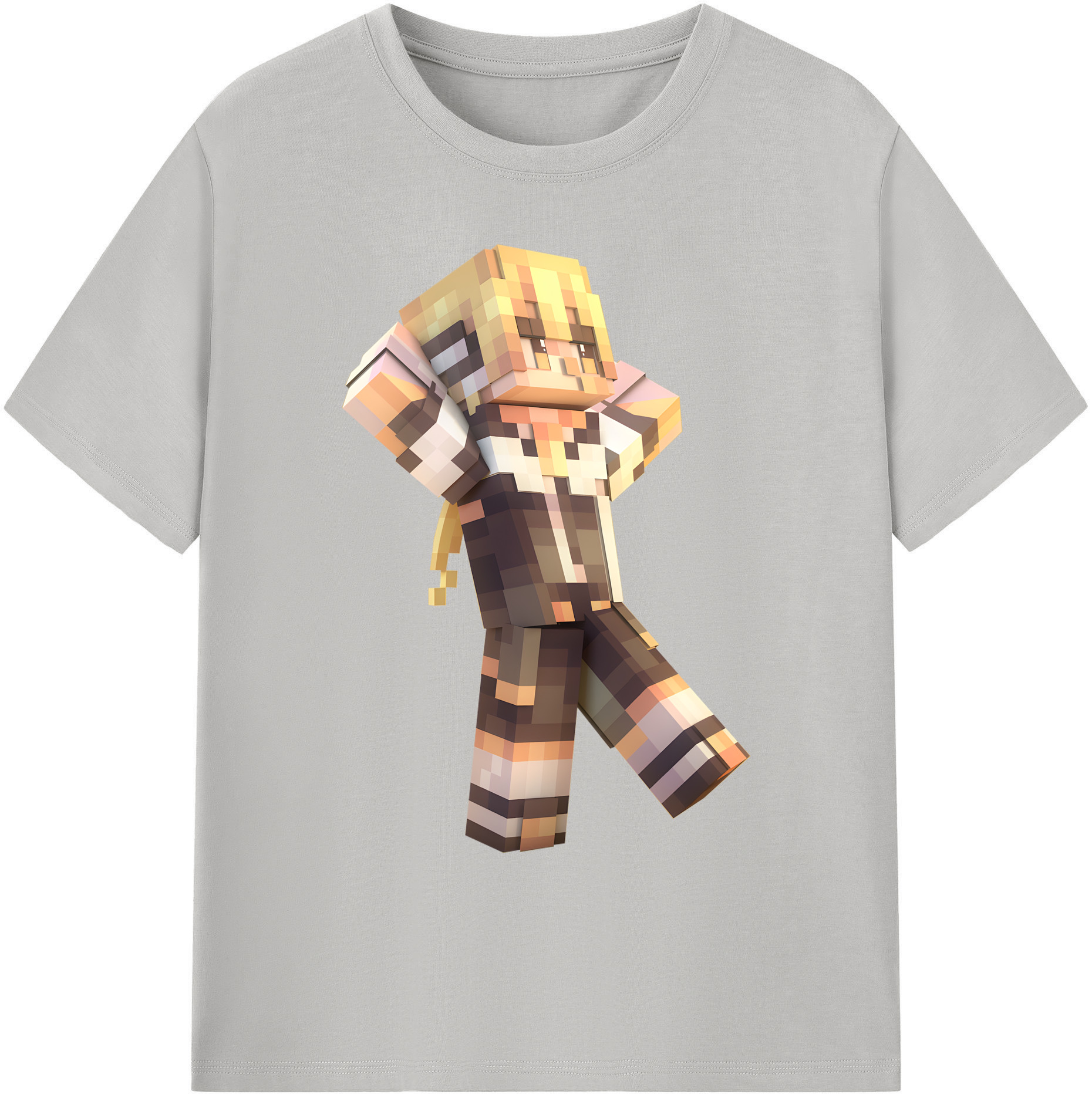 （画像用） マインクラフト ブロックの世界 Minecraft MC Block world 綿100％ メンズ半袖Tシャツ｜肌触りやわらか＆通気性