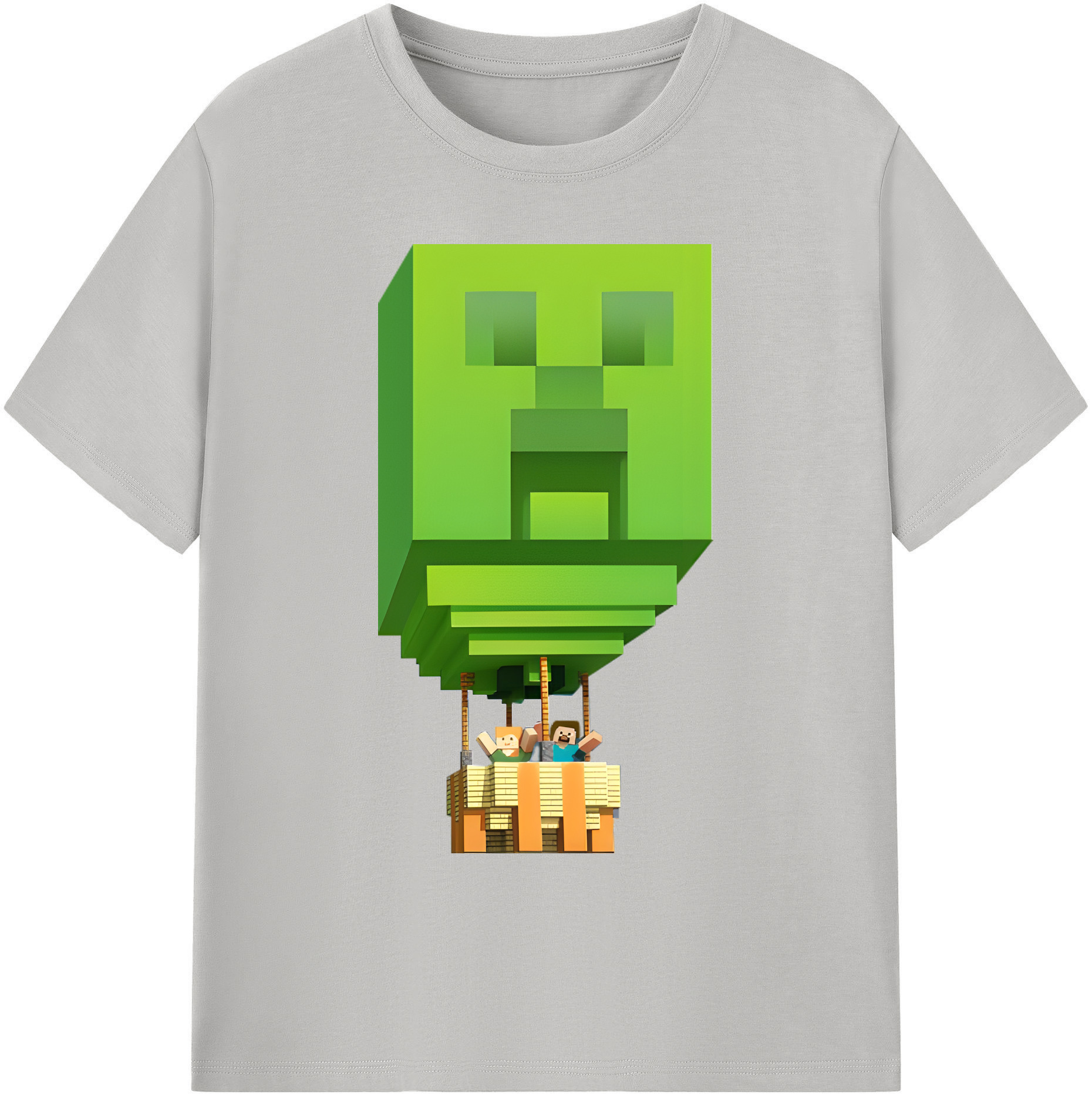 （画像用） マインクラフト ブロックの世界 Minecraft MC Block world 綿100％ メンズ半袖Tシャツ｜肌触りやわらか＆通気性