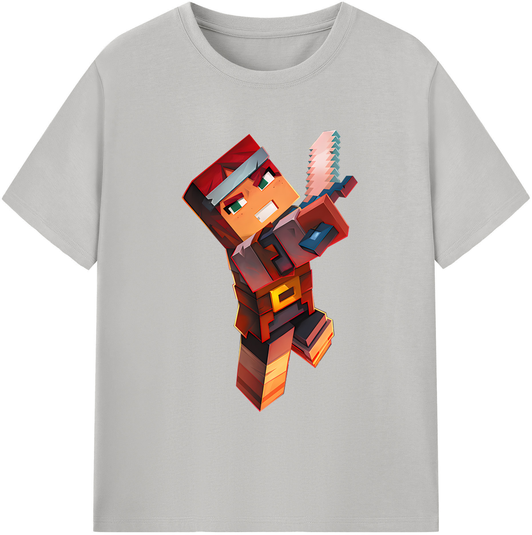 （画像用） マインクラフト ブロックの世界 Minecraft MC Block world 綿100％ メンズ半袖Tシャツ｜肌触りやわらか＆通気性