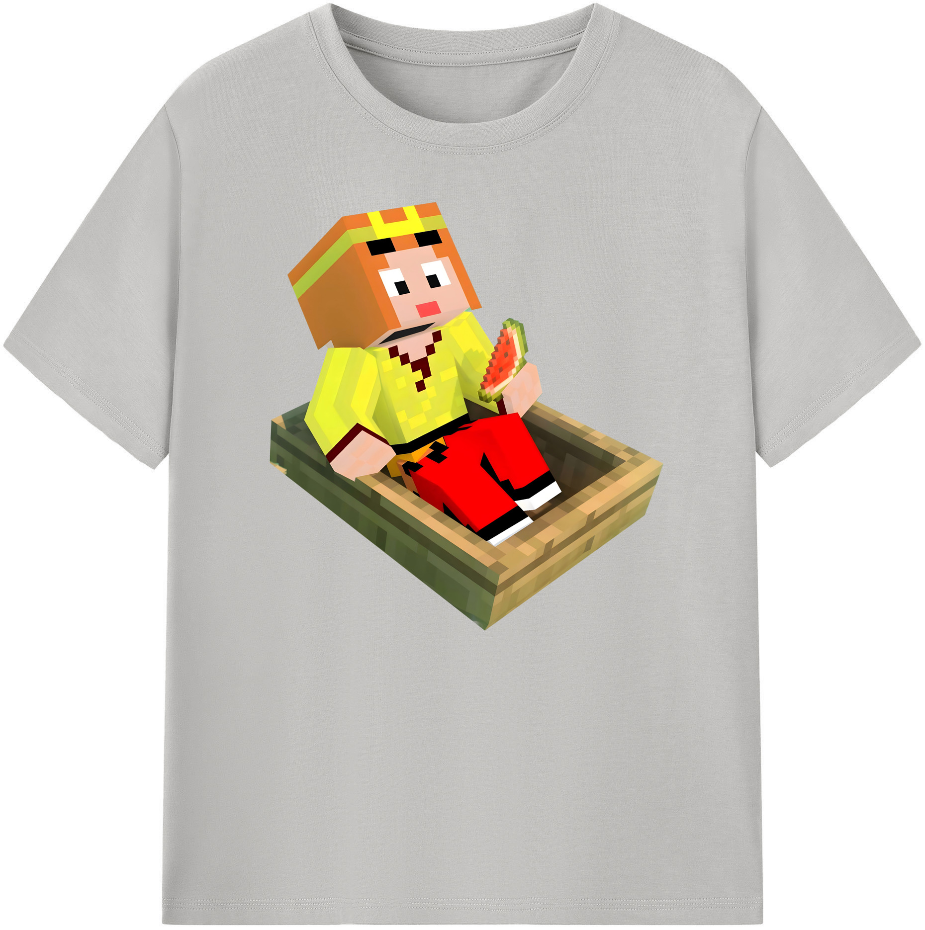（画像用） マインクラフト ブロックの世界 Minecraft MC Block world 綿100％ メンズ半袖Tシャツ｜肌触りやわらか＆通気性