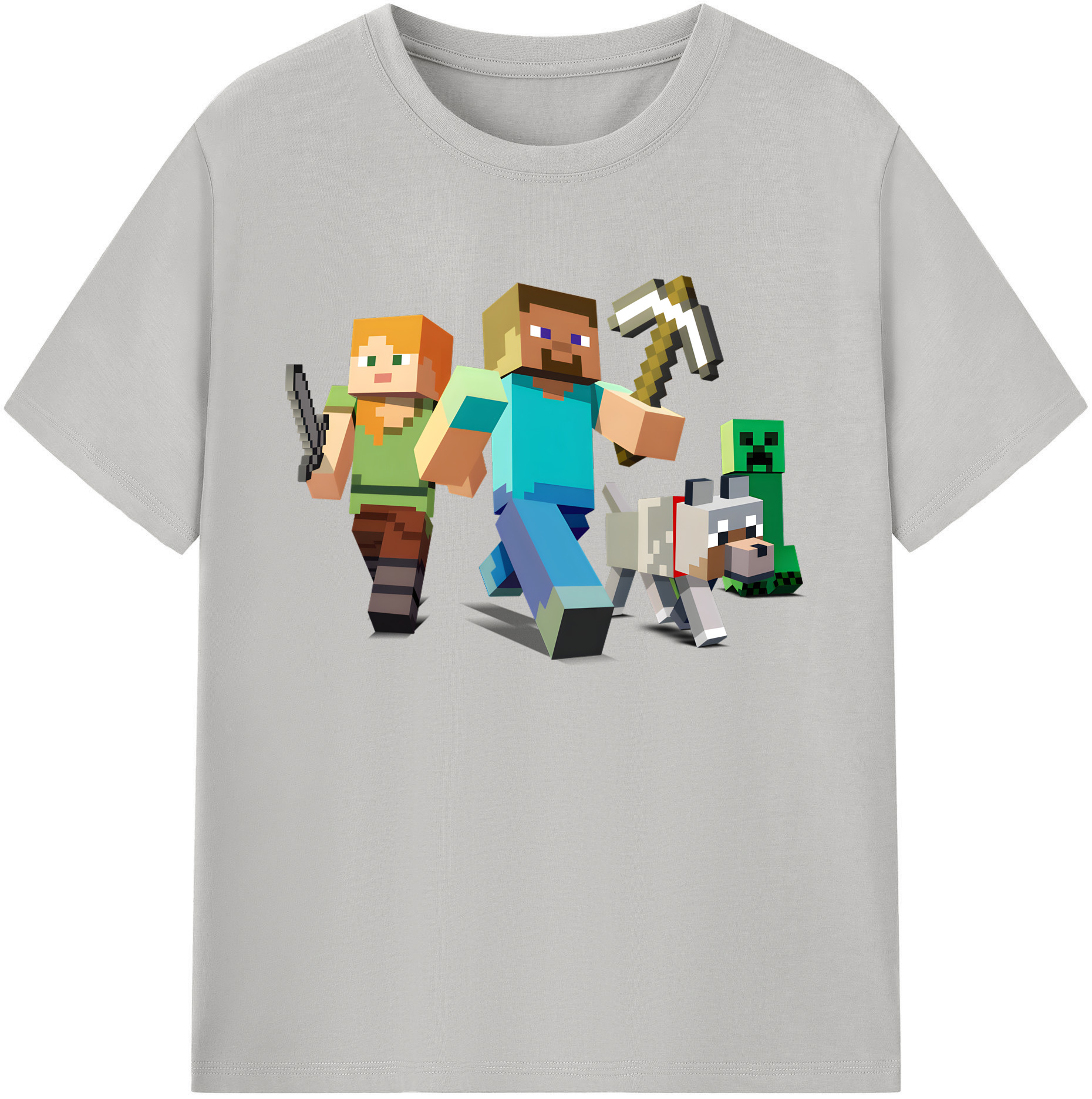 （画像用） マインクラフト ブロックの世界 Minecraft MC Block world 綿100％ メンズ半袖Tシャツ｜肌触りやわらか＆通気性