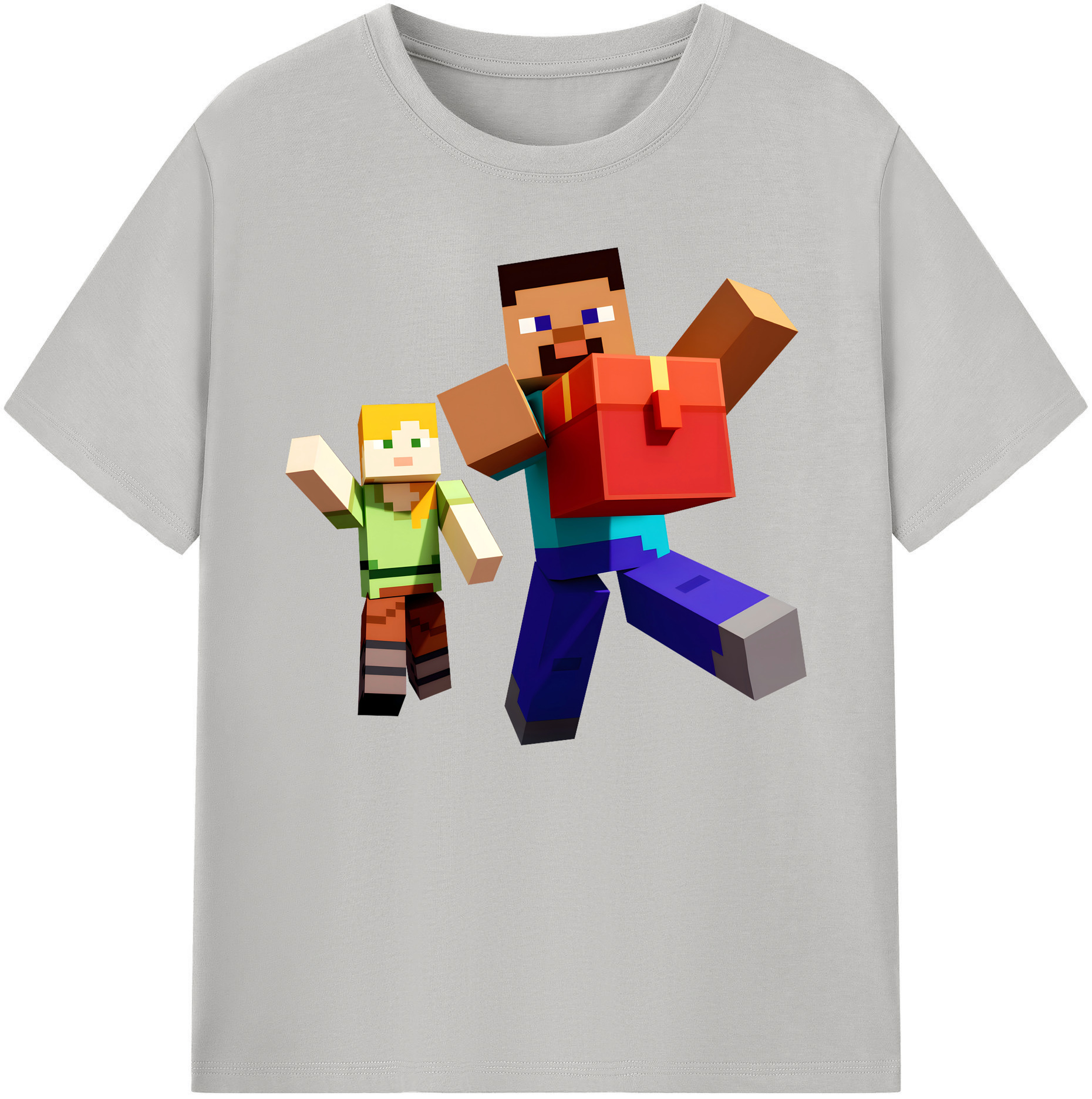 （画像用） マインクラフト ブロックの世界 Minecraft MC Block world 綿100％ メンズ半袖Tシャツ｜肌触りやわらか＆通気性