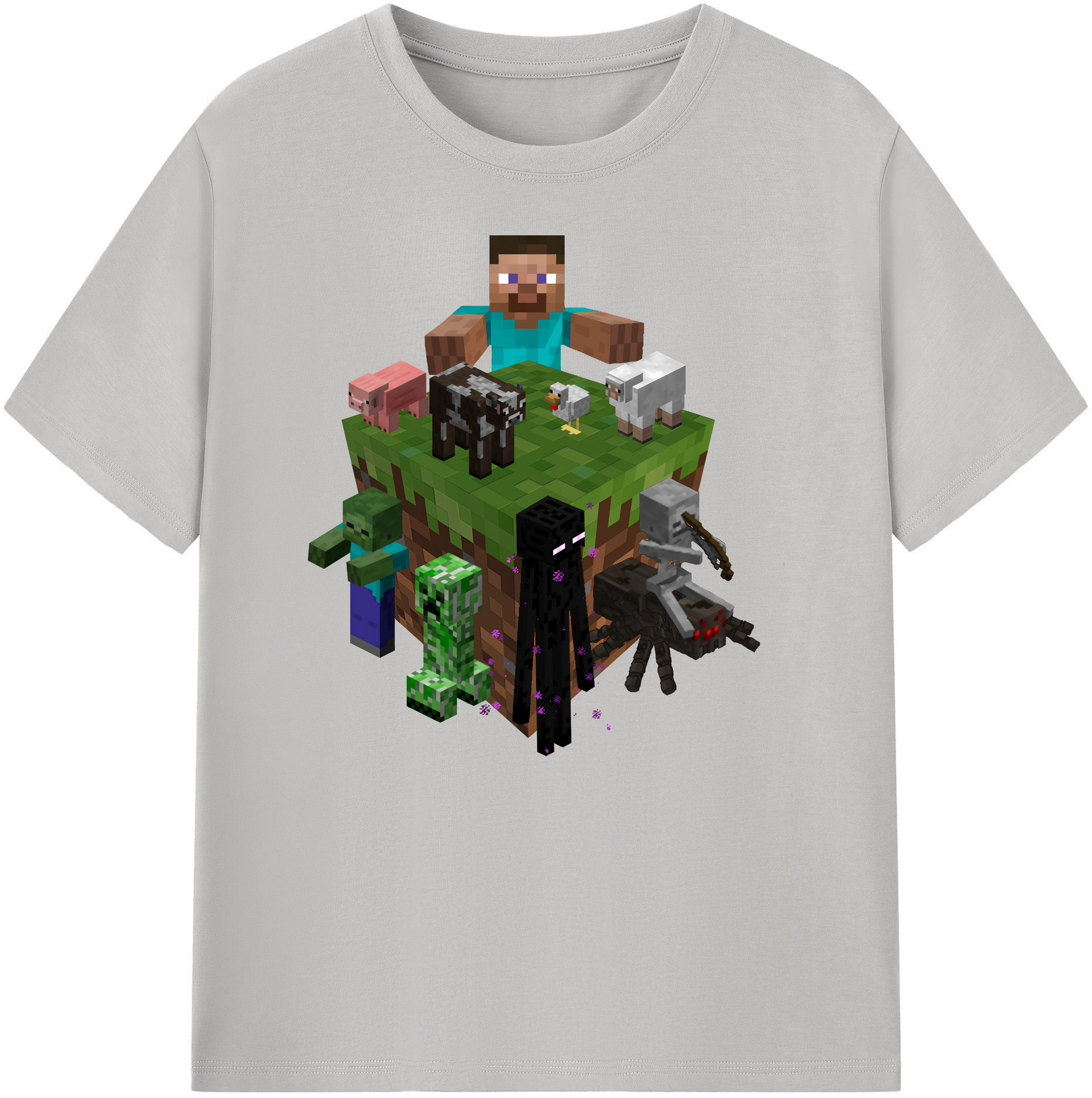 （画像用） マインクラフト ブロックの世界 Minecraft MC Block world 綿100％ メンズ半袖Tシャツ｜肌触りやわらか＆通気性