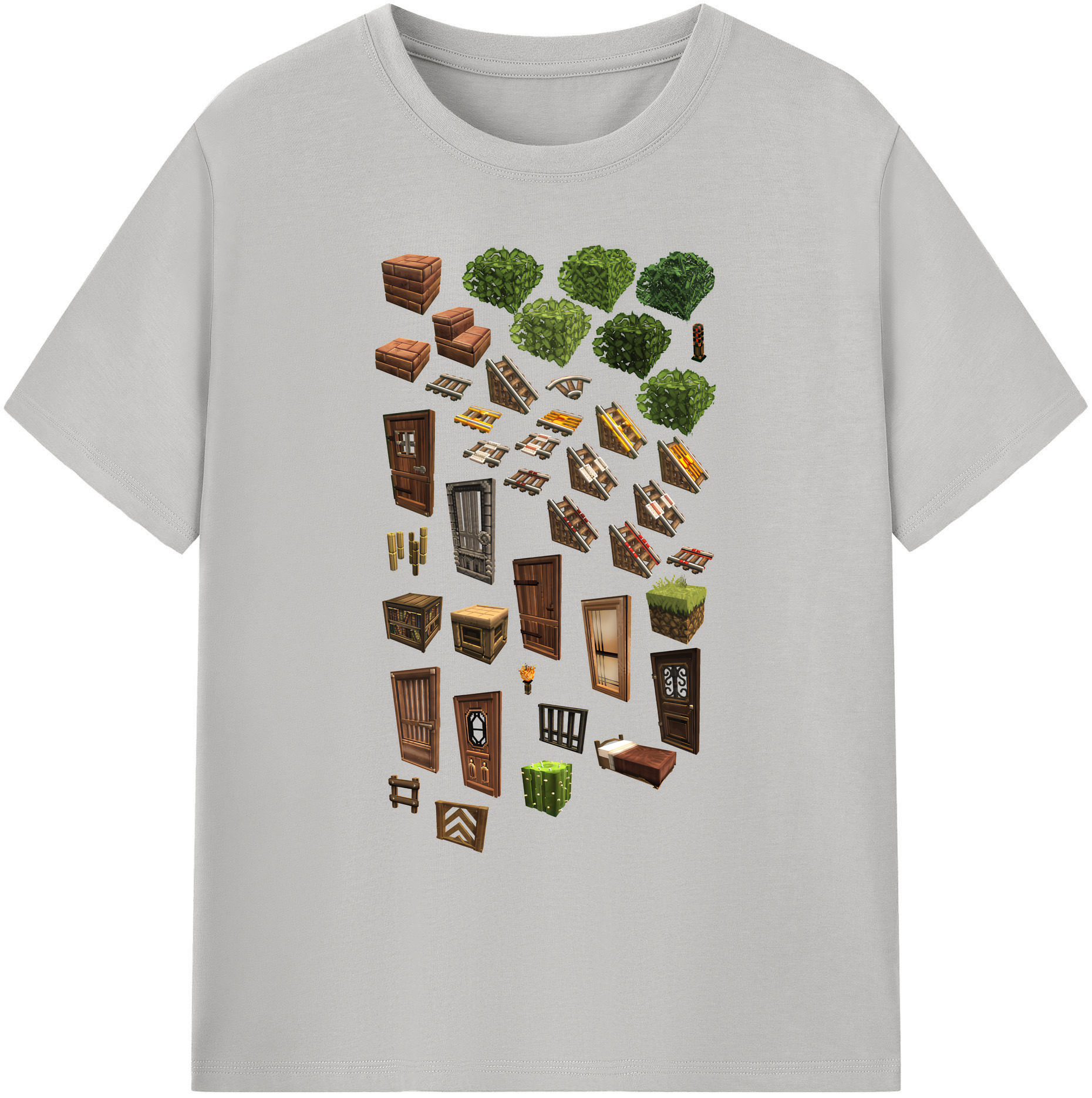 （画像用） マインクラフト ブロックの世界 Minecraft MC Block world 綿100％ メンズ半袖Tシャツ｜肌触りやわらか＆通気性