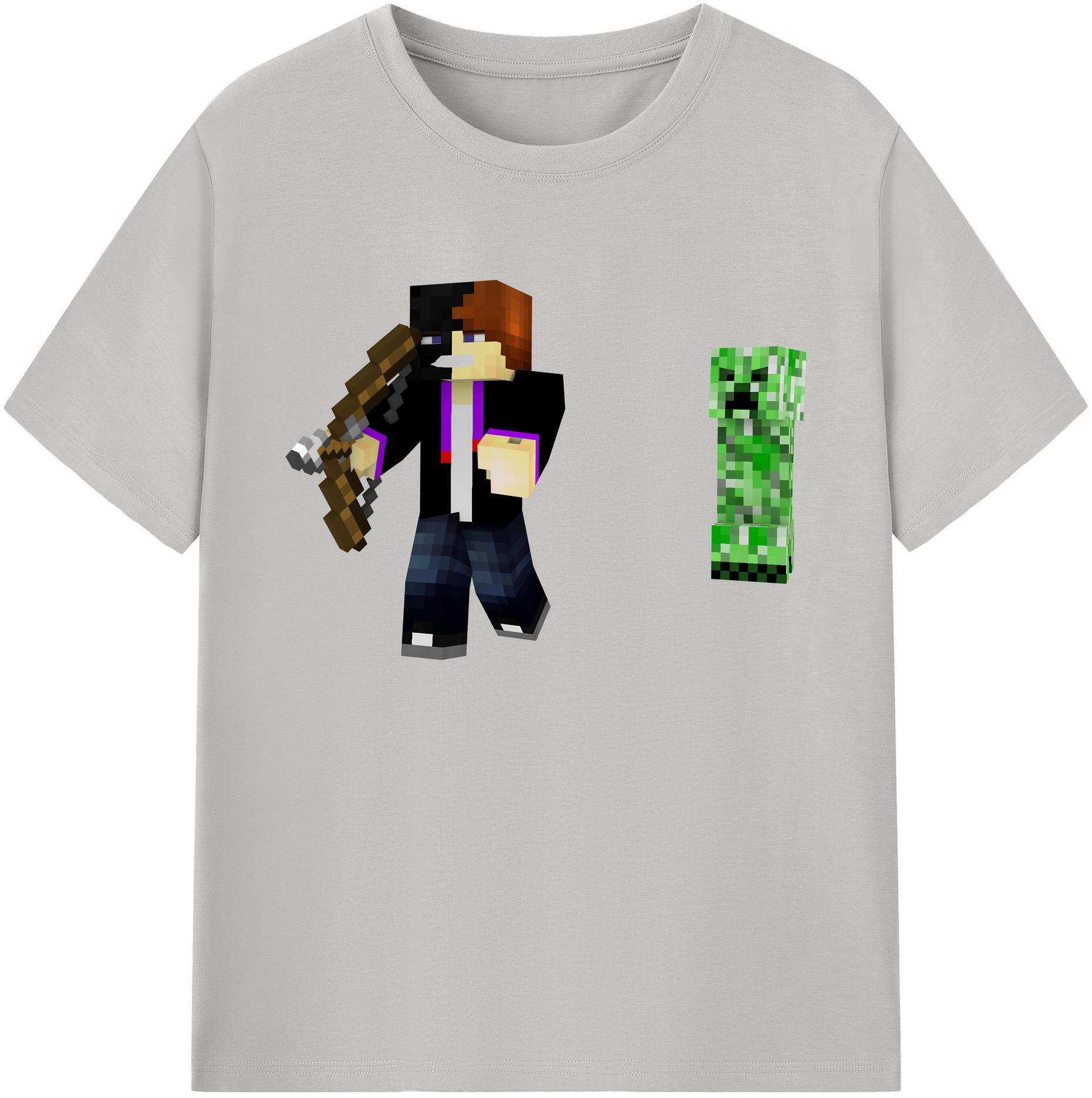 （画像用） マインクラフト ブロックの世界 Minecraft MC Block world 綿100％ メンズ半袖Tシャツ｜肌触りやわらか＆通気性