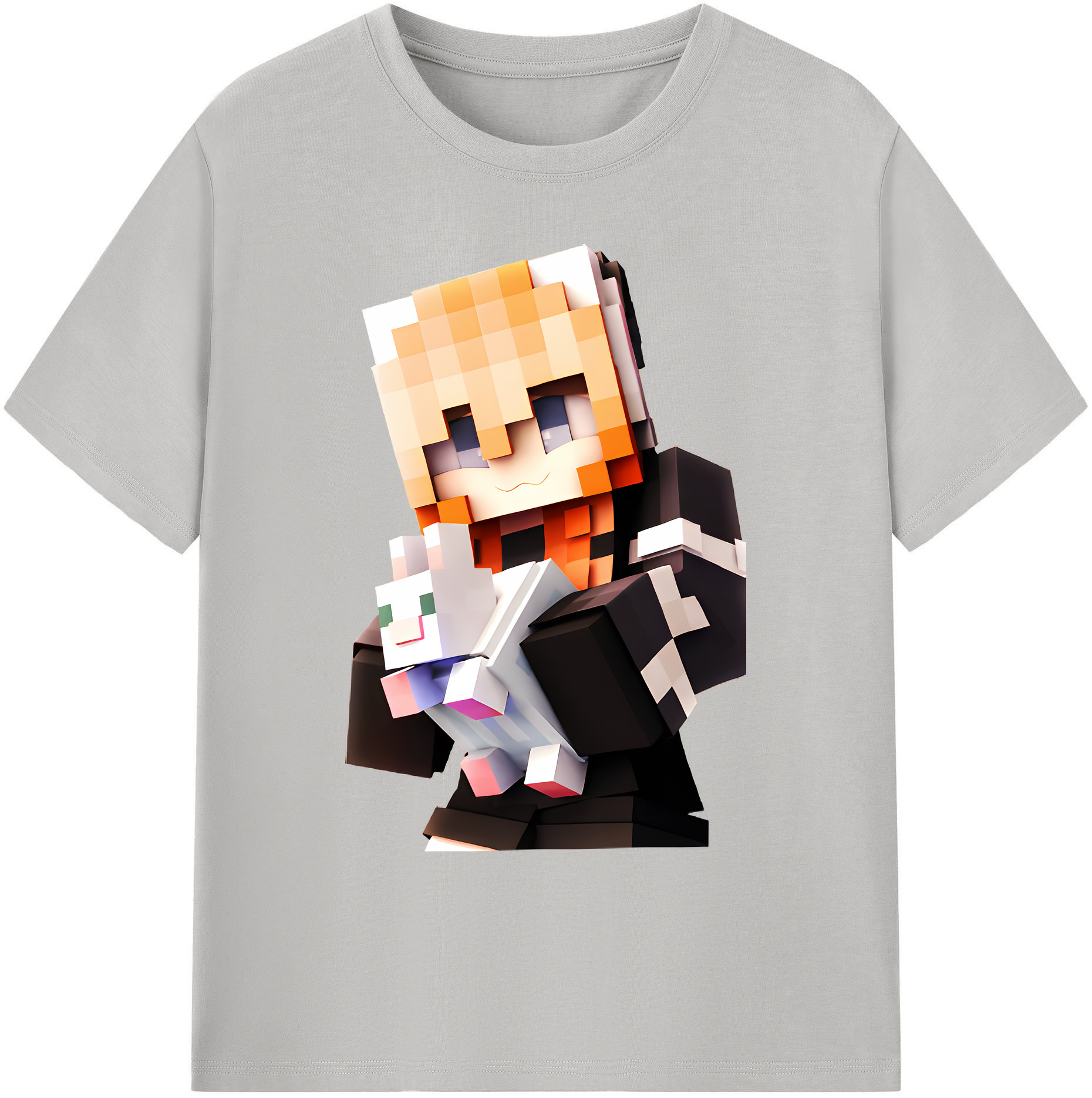 （画像用） マインクラフト ブロックの世界 Minecraft MC Block world 綿100％ メンズ半袖Tシャツ｜肌触りやわらか＆通気性