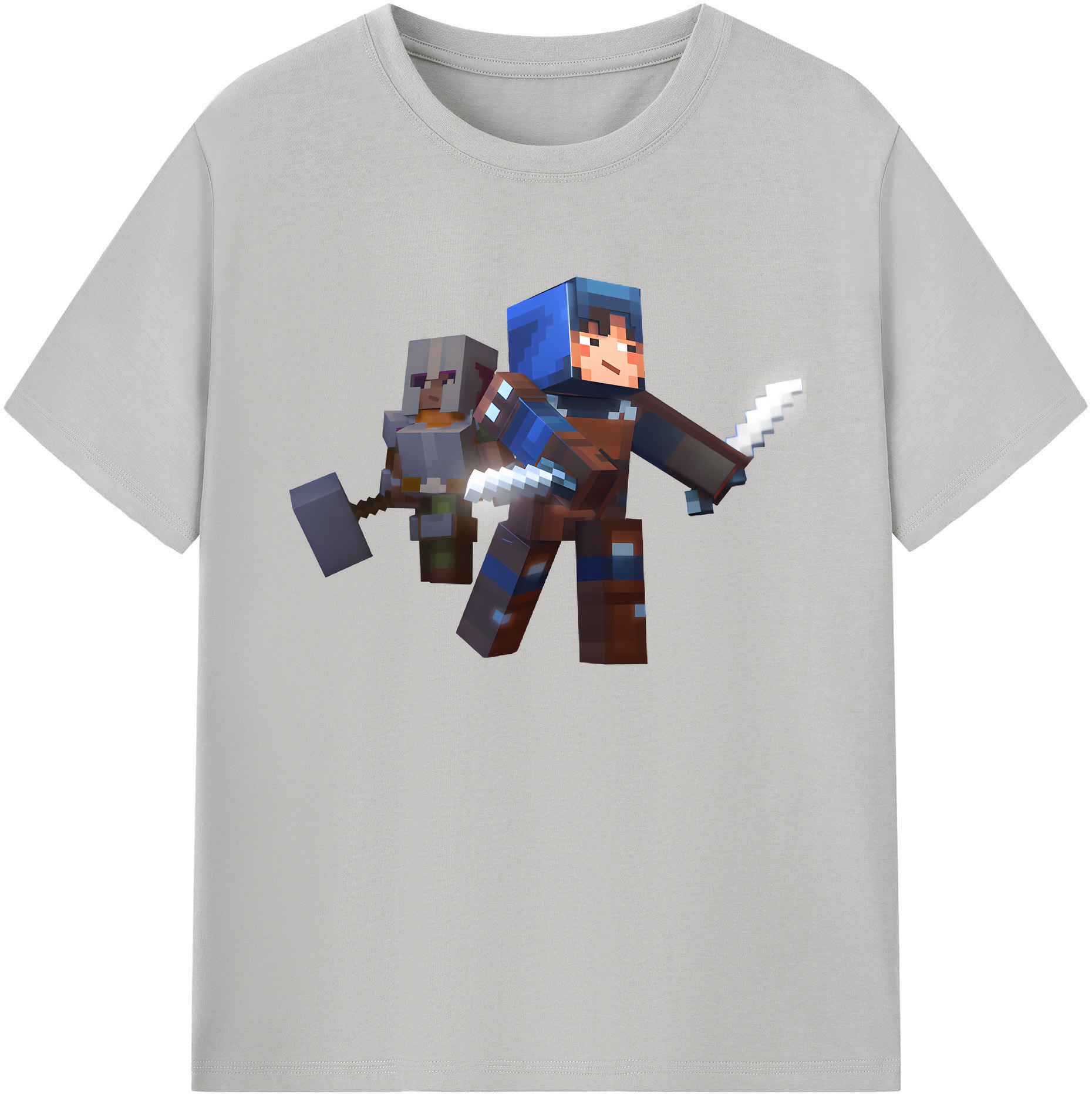 （画像用） マインクラフト ブロックの世界 Minecraft MC Block world 綿100％ メンズ半袖Tシャツ｜肌触りやわらか＆通気性