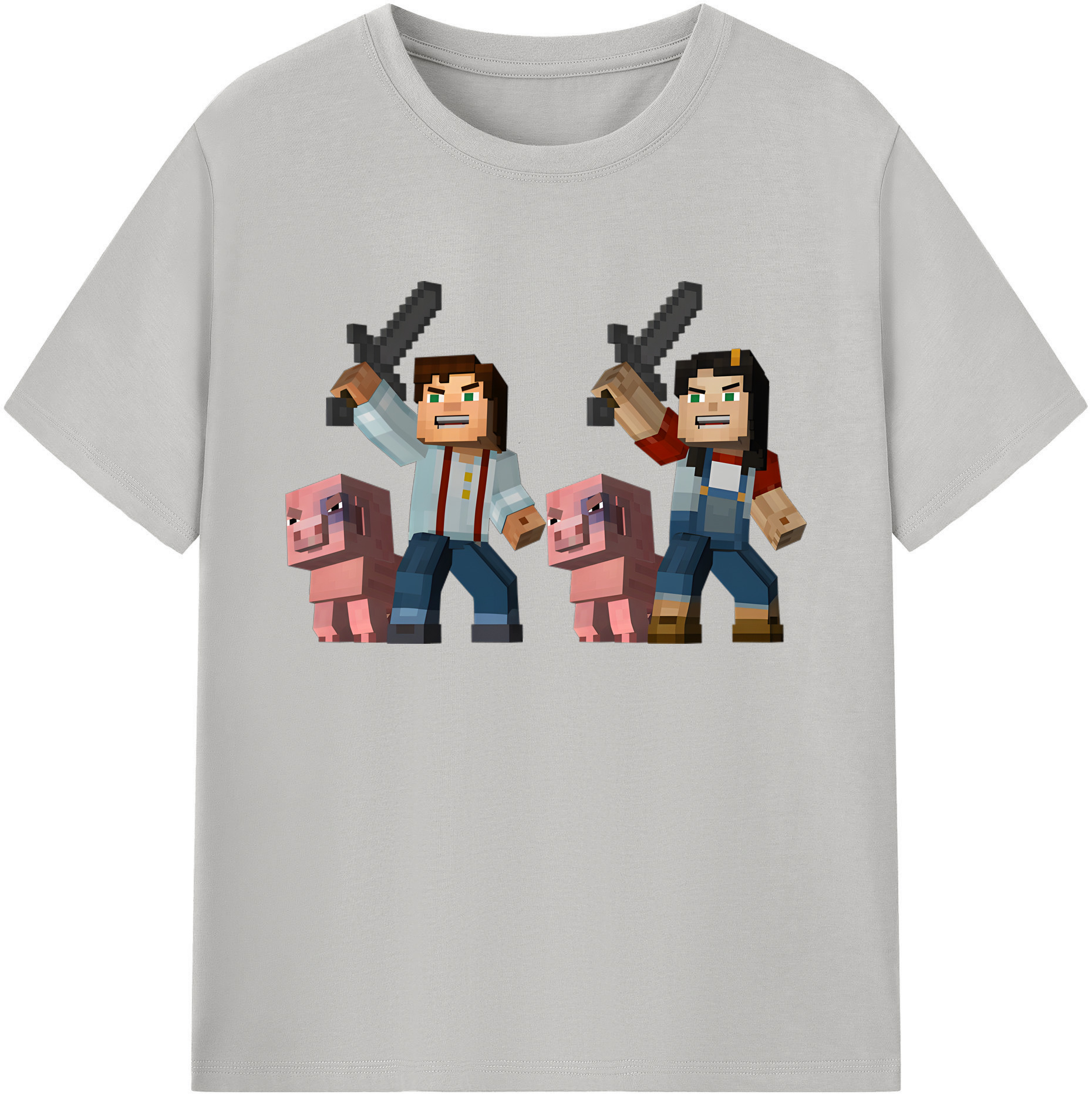 （画像用） マインクラフト ブロックの世界 Minecraft MC Block world 綿100％ メンズ半袖Tシャツ｜肌触りやわらか＆通気性