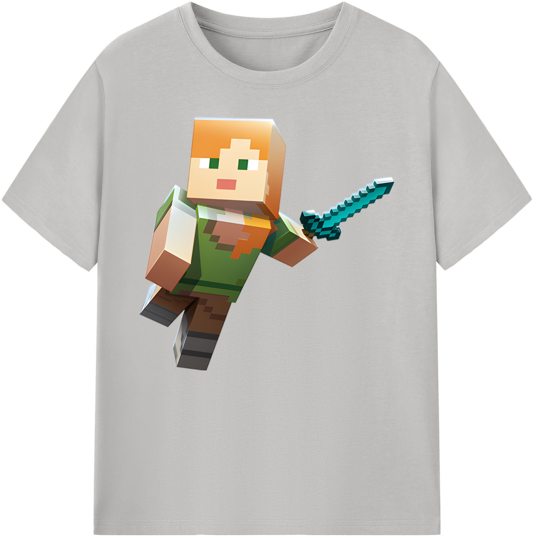 （画像用） マインクラフト ブロックの世界 Minecraft MC Block world 綿100％ メンズ半袖Tシャツ｜肌触りやわらか＆通気性