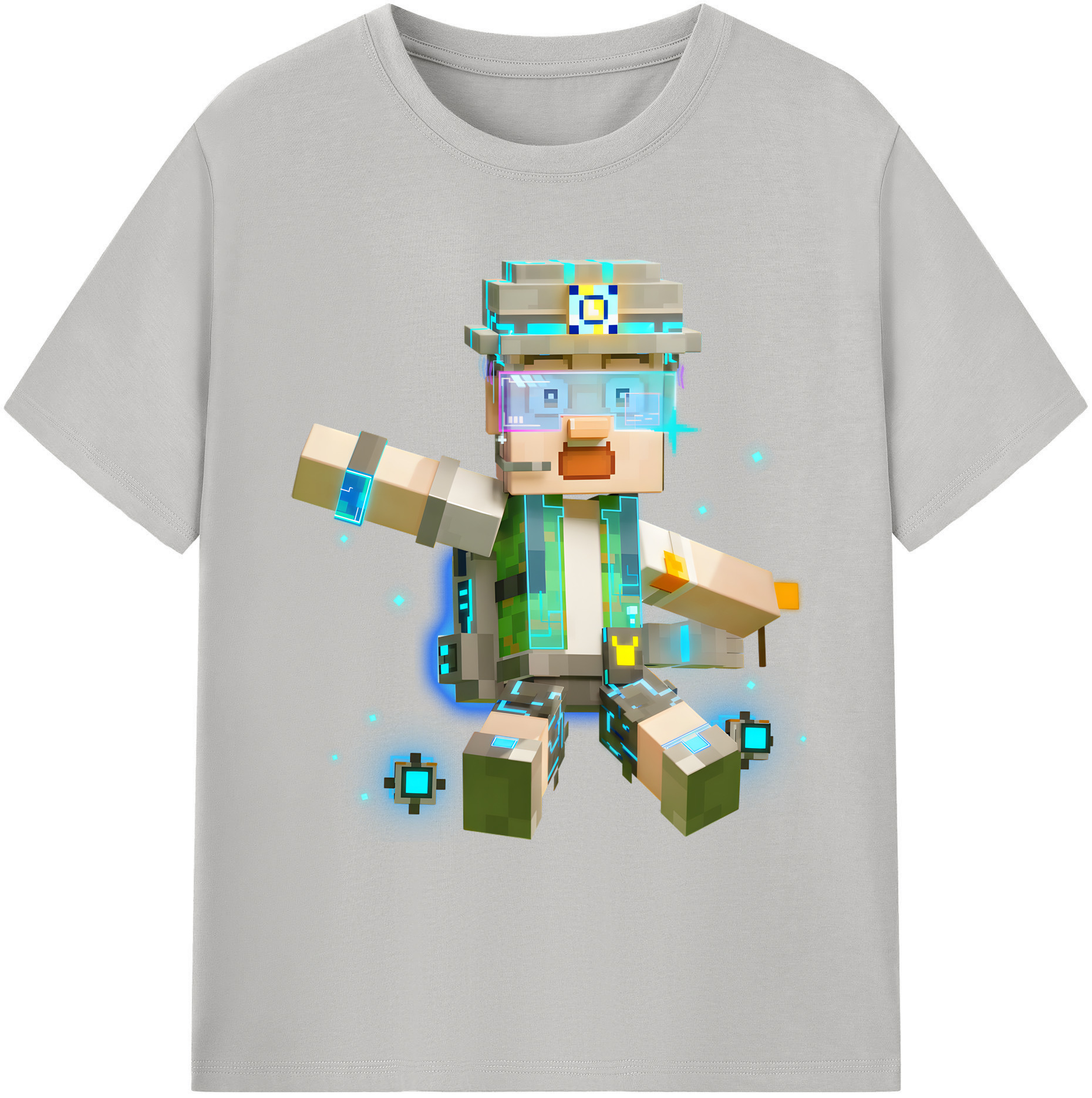 （画像用） マインクラフト ブロックの世界 Minecraft MC Block world 綿100％ メンズ半袖Tシャツ｜肌触りやわらか＆通気性