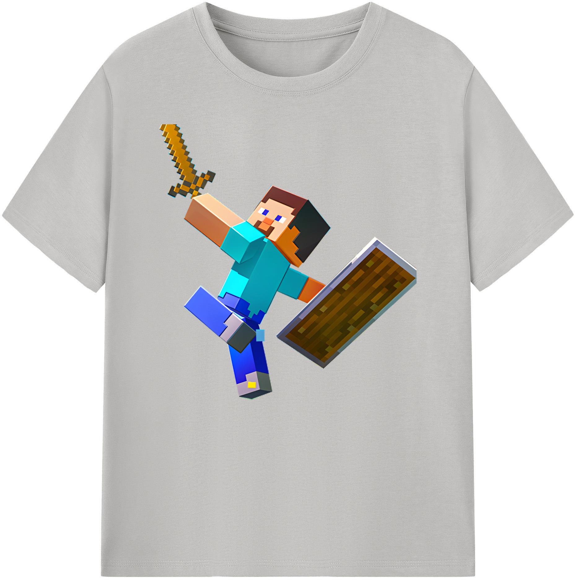 （画像用） マインクラフト ブロックの世界 Minecraft MC Block world 綿100％ メンズ半袖Tシャツ｜肌触りやわらか＆通気性