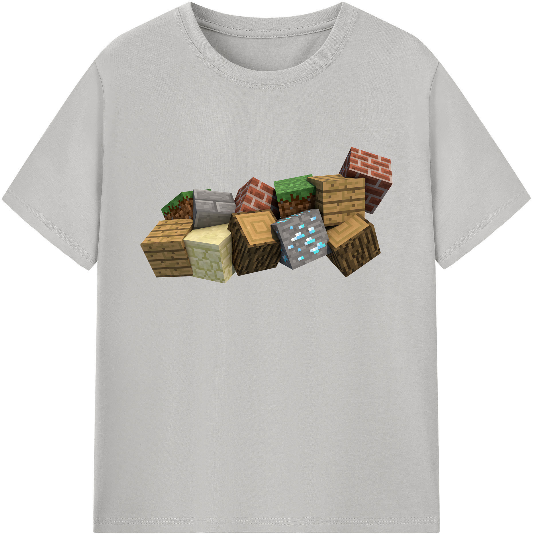 （画像用） マインクラフト ブロックの世界 Minecraft MC Block world 綿100％ メンズ半袖Tシャツ｜肌触りやわらか＆通気性