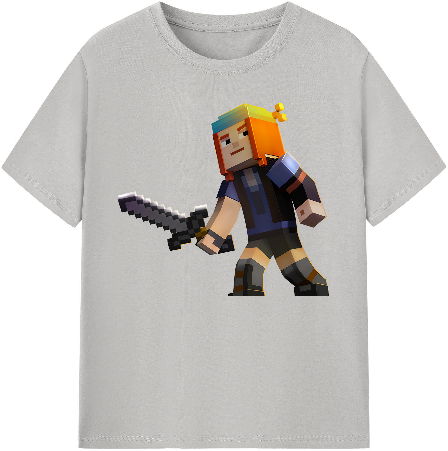 （画像用） マインクラフト ブロックの世界 Minecraft MC Block world 綿100％ メンズ半袖Tシャツ｜肌触りやわらか＆通気性
