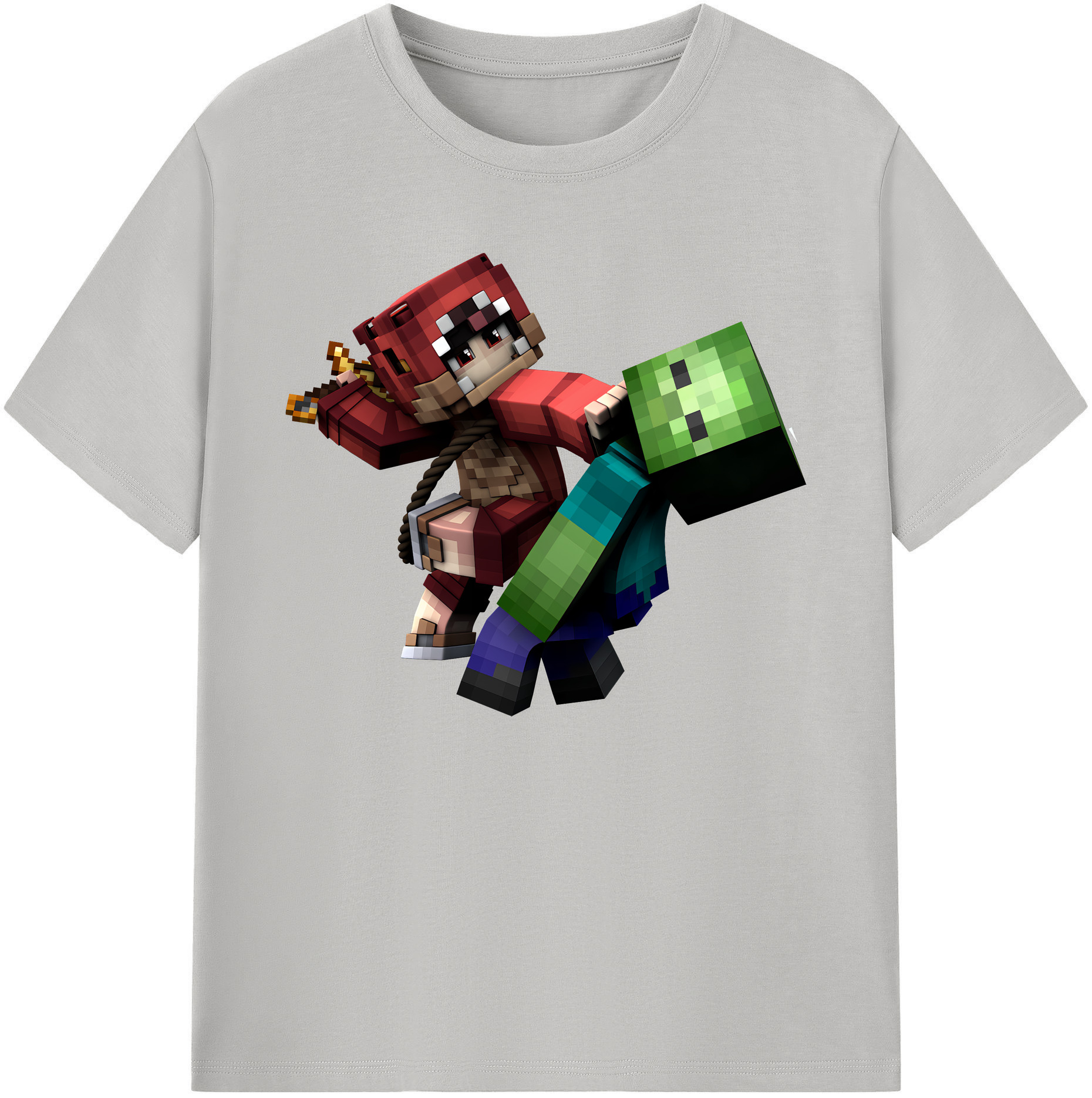 （画像用） マインクラフト ブロックの世界 Minecraft MC Block world 綿100％ メンズ半袖Tシャツ｜肌触りやわらか＆通気性