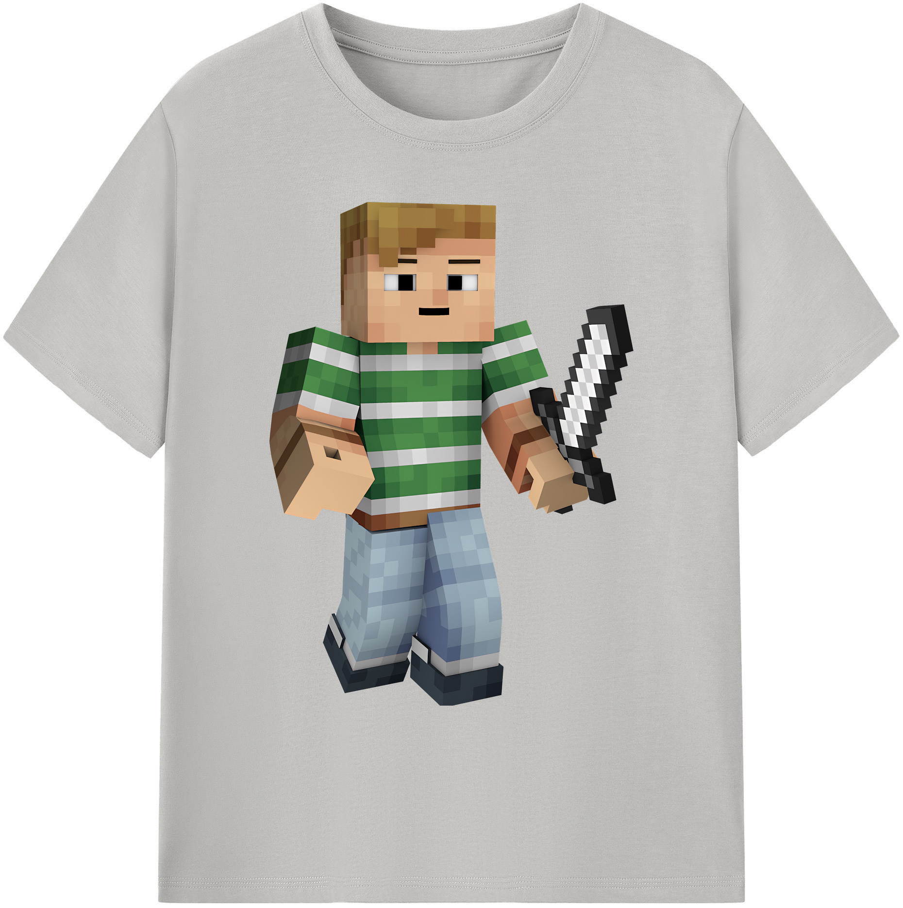 （画像用） マインクラフト ブロックの世界 Minecraft MC Block world 綿100％ メンズ半袖Tシャツ｜肌触りやわらか＆通気性
