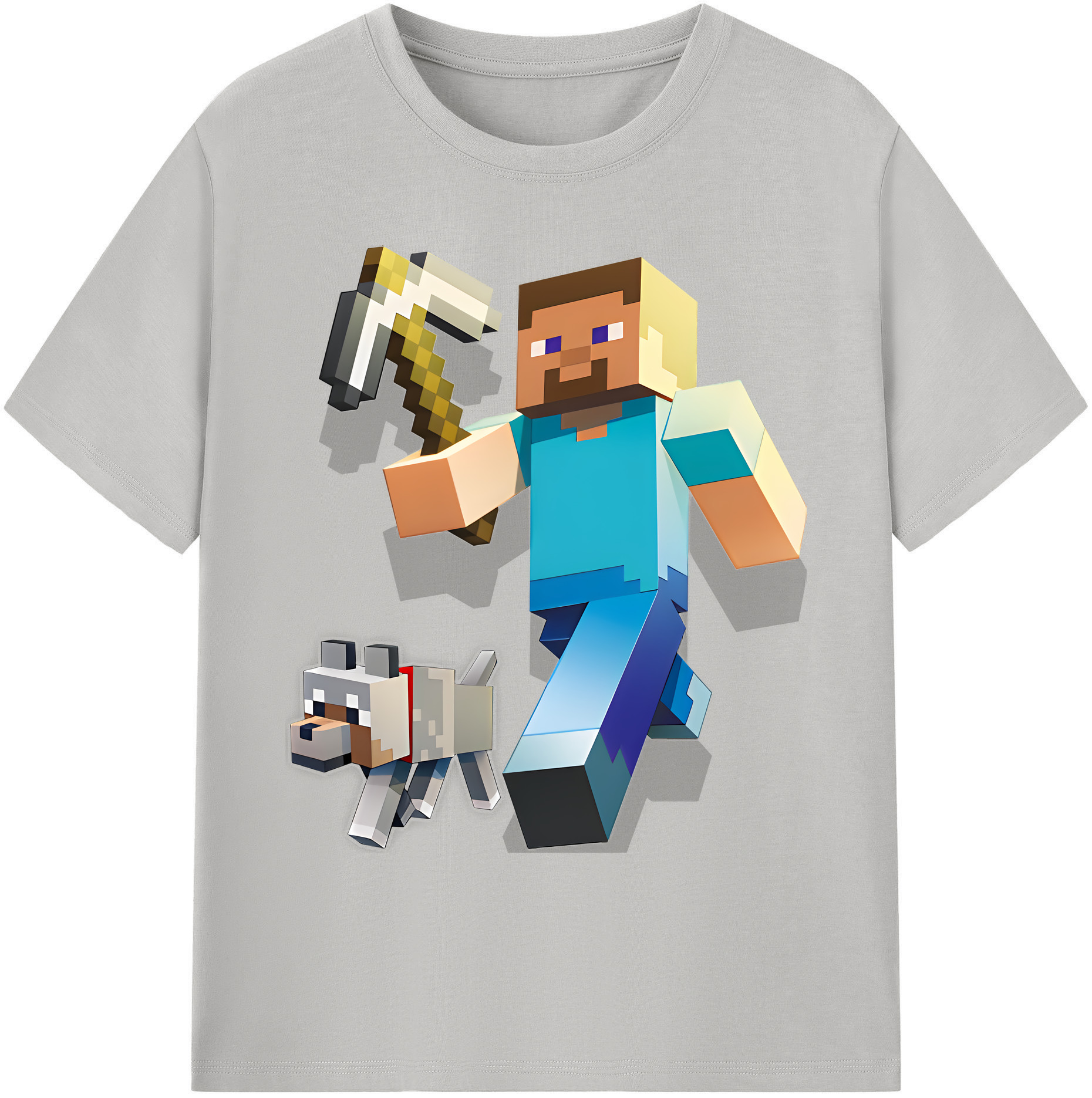 （画像用） マインクラフト ブロックの世界 Minecraft MC Block world 綿100％ メンズ半袖Tシャツ｜肌触りやわらか＆通気性
