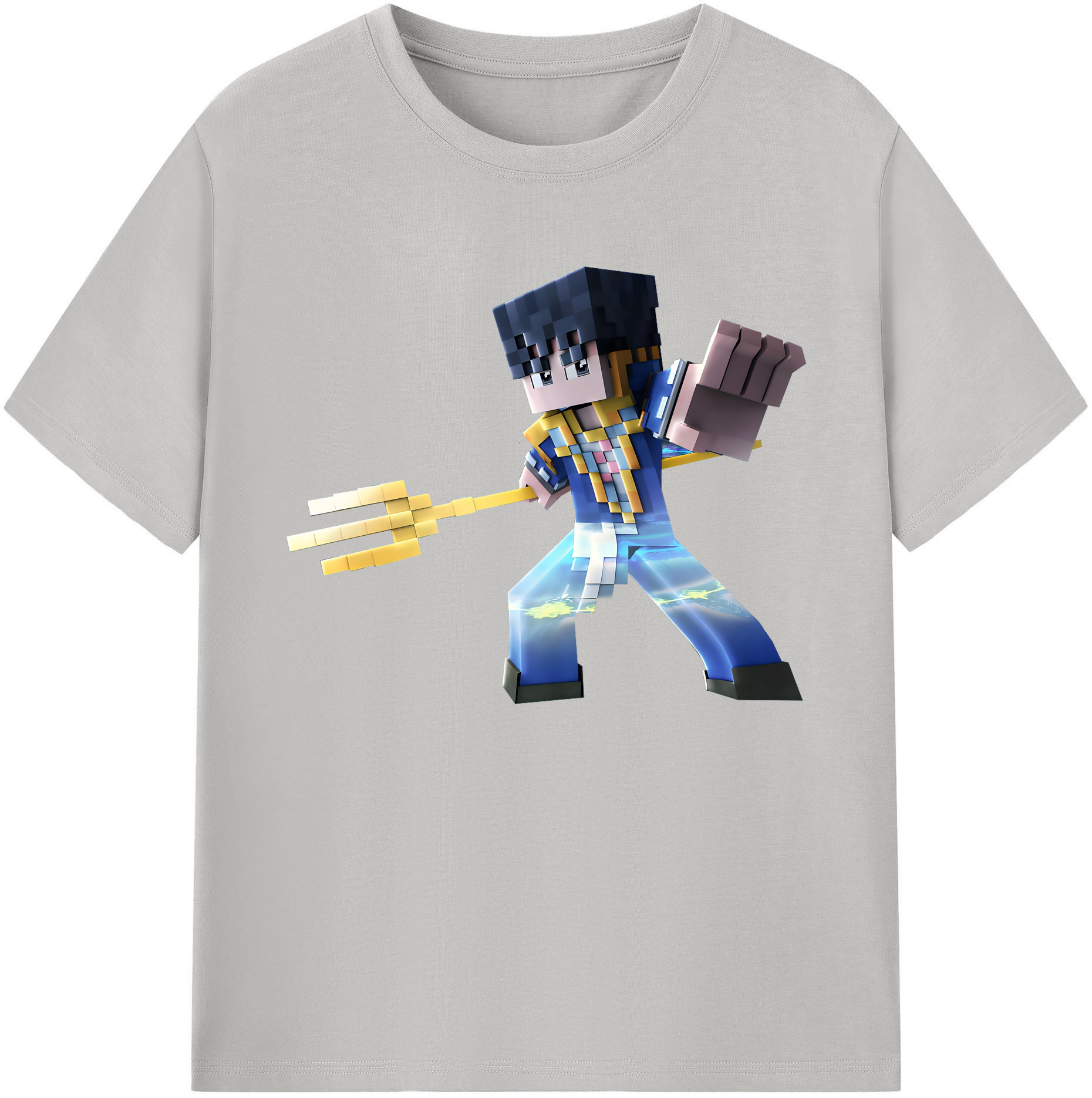 （画像用） マインクラフト ブロックの世界 Minecraft MC Block world 綿100％ メンズ半袖Tシャツ｜肌触りやわらか＆通気性