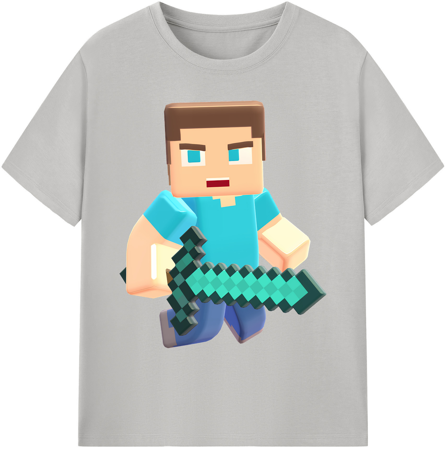 （画像用） マインクラフト ブロックの世界 Minecraft MC Block world 綿100％ メンズ半袖Tシャツ｜肌触りやわらか＆通気性
