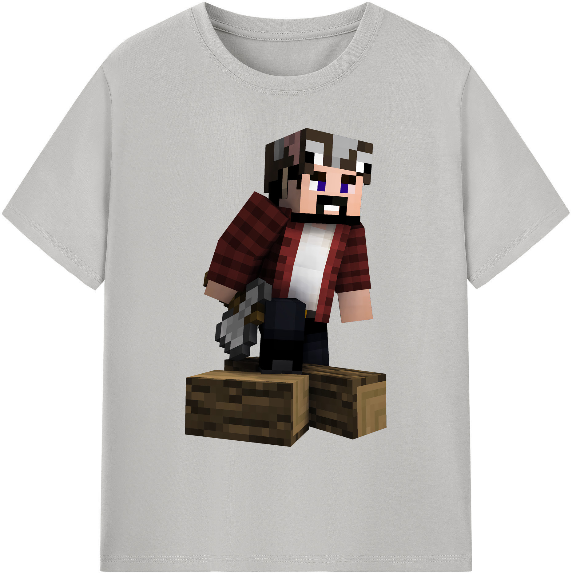 （画像用） マインクラフト ブロックの世界 Minecraft MC Block world 綿100％ メンズ半袖Tシャツ｜肌触りやわらか＆通気性