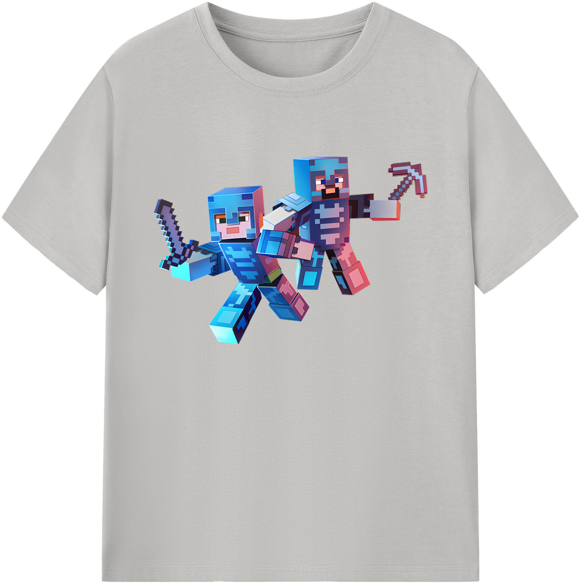 （画像用） マインクラフト ブロックの世界 Minecraft MC Block world 綿100％ メンズ半袖Tシャツ｜肌触りやわらか＆通気性
