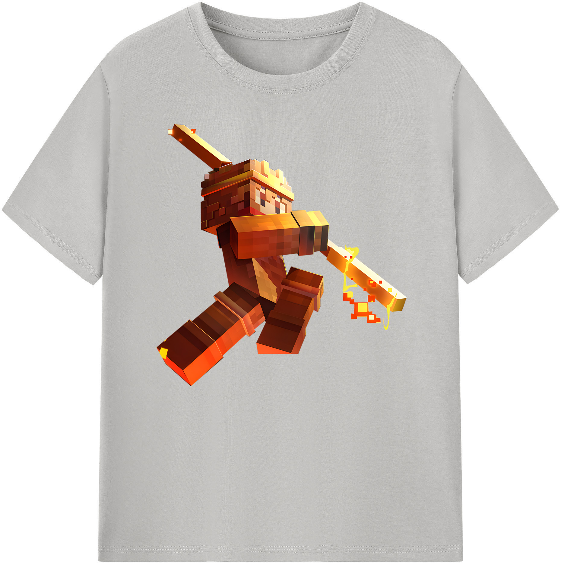 （画像用） マインクラフト ブロックの世界 Minecraft MC Block world 綿100％ メンズ半袖Tシャツ｜肌触りやわらか＆通気性