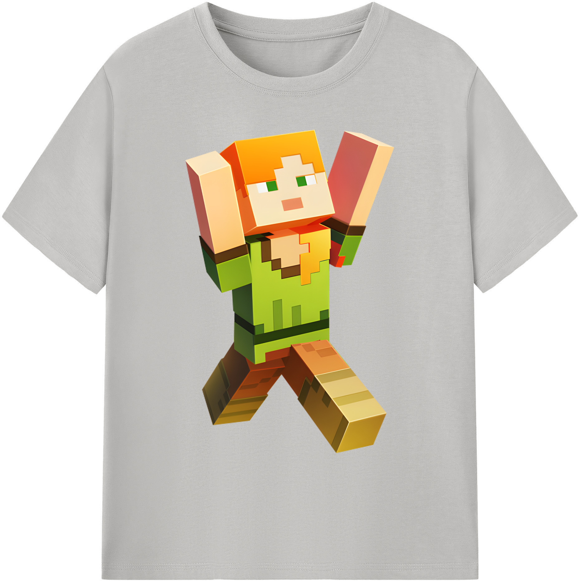 （画像用） マインクラフト ブロックの世界 Minecraft MC Block world 綿100％ メンズ半袖Tシャツ｜肌触りやわらか＆通気性