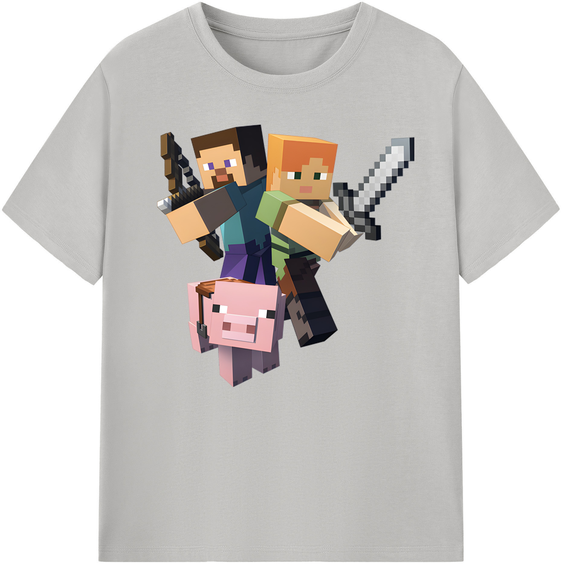 （画像用） マインクラフト ブロックの世界 Minecraft MC Block world 綿100％ メンズ半袖Tシャツ｜肌触りやわらか＆通気性
