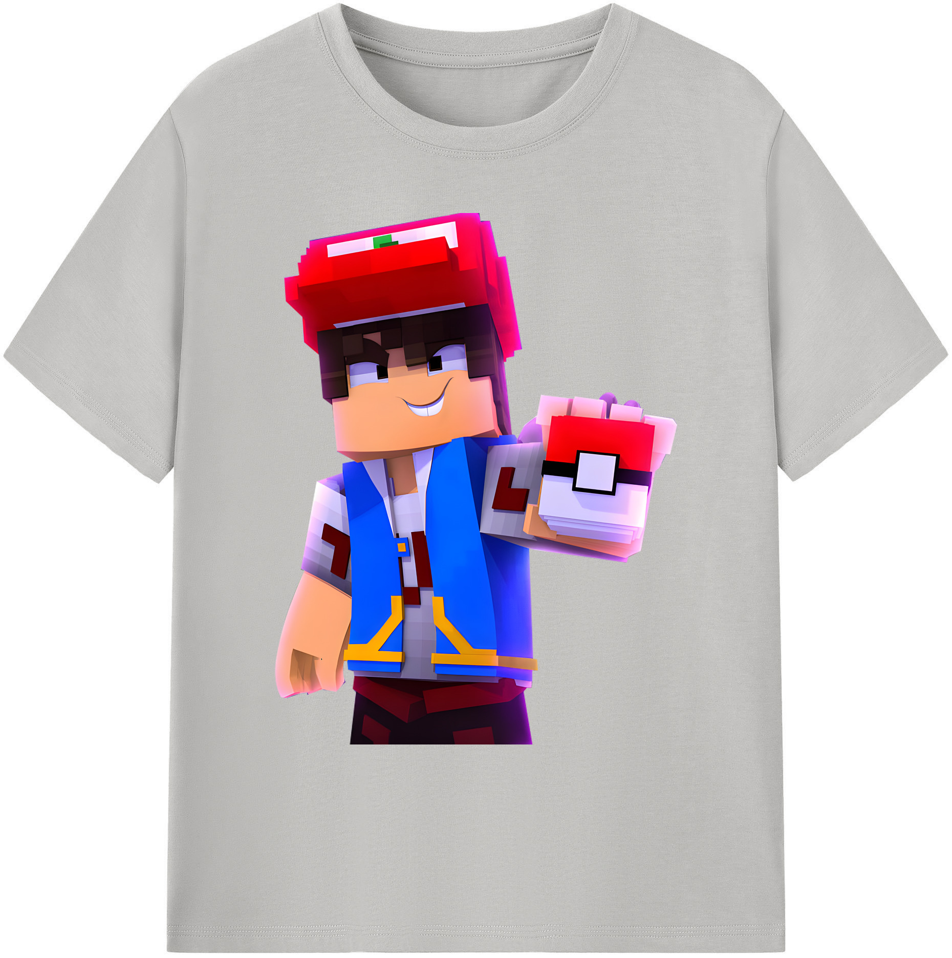 （画像用） マインクラフト ブロックの世界 Minecraft MC Block world 綿100％ メンズ半袖Tシャツ｜肌触りやわらか＆通気性