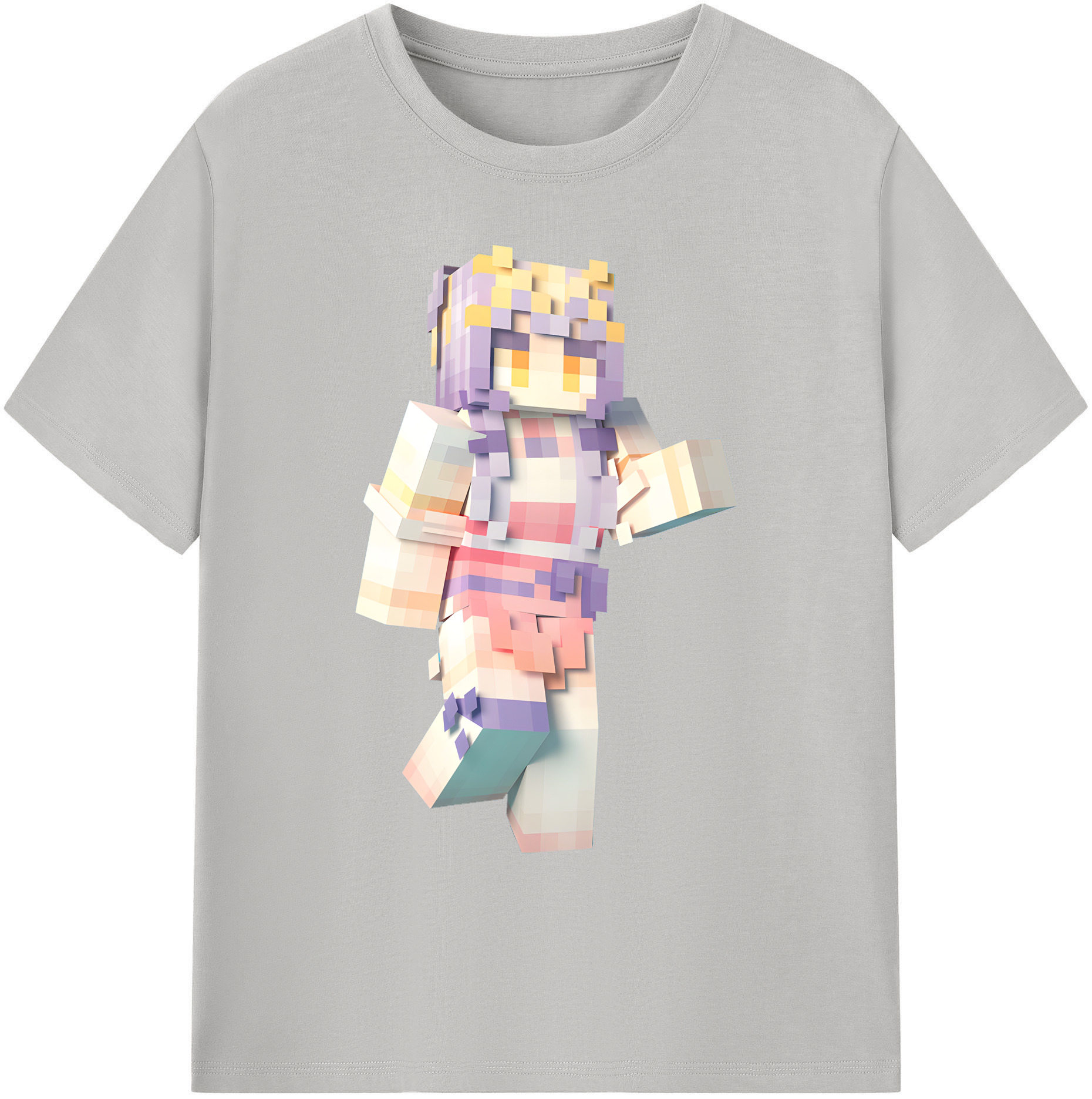 （画像用） マインクラフト ブロックの世界 Minecraft MC Block world 綿100％ メンズ半袖Tシャツ｜肌触りやわらか＆通気性