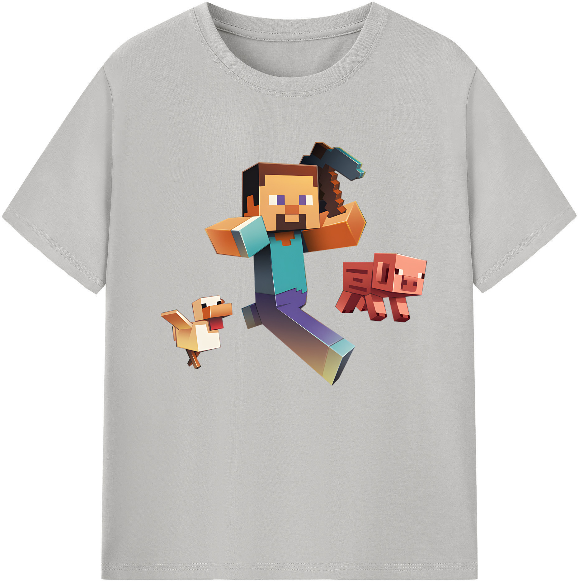 （画像用） マインクラフト ブロックの世界 Minecraft MC Block world 綿100％ メンズ半袖Tシャツ｜肌触りやわらか＆通気性