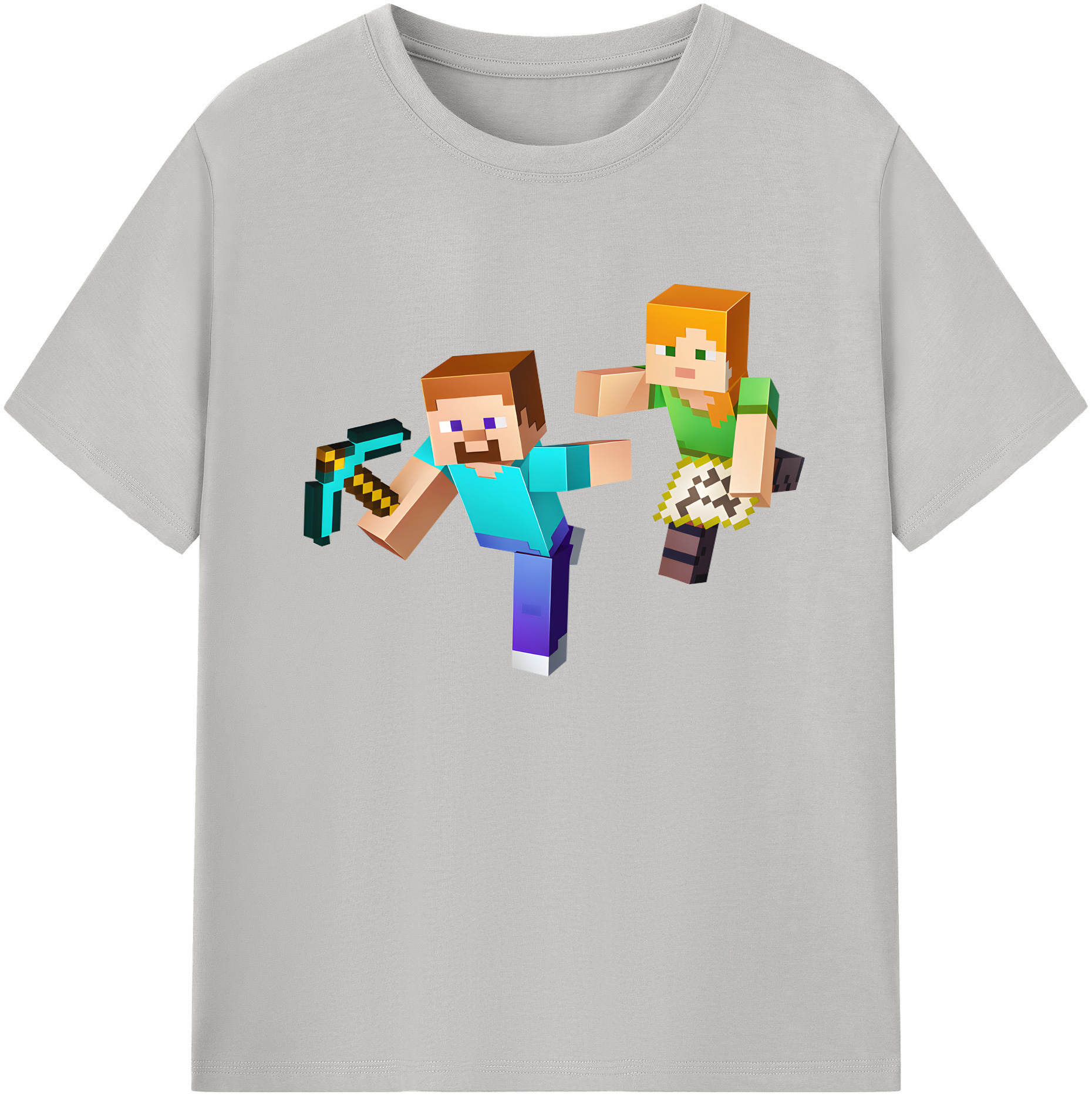（画像用） マインクラフト ブロックの世界 Minecraft MC Block world 綿100％ メンズ半袖Tシャツ｜肌触りやわらか＆通気性