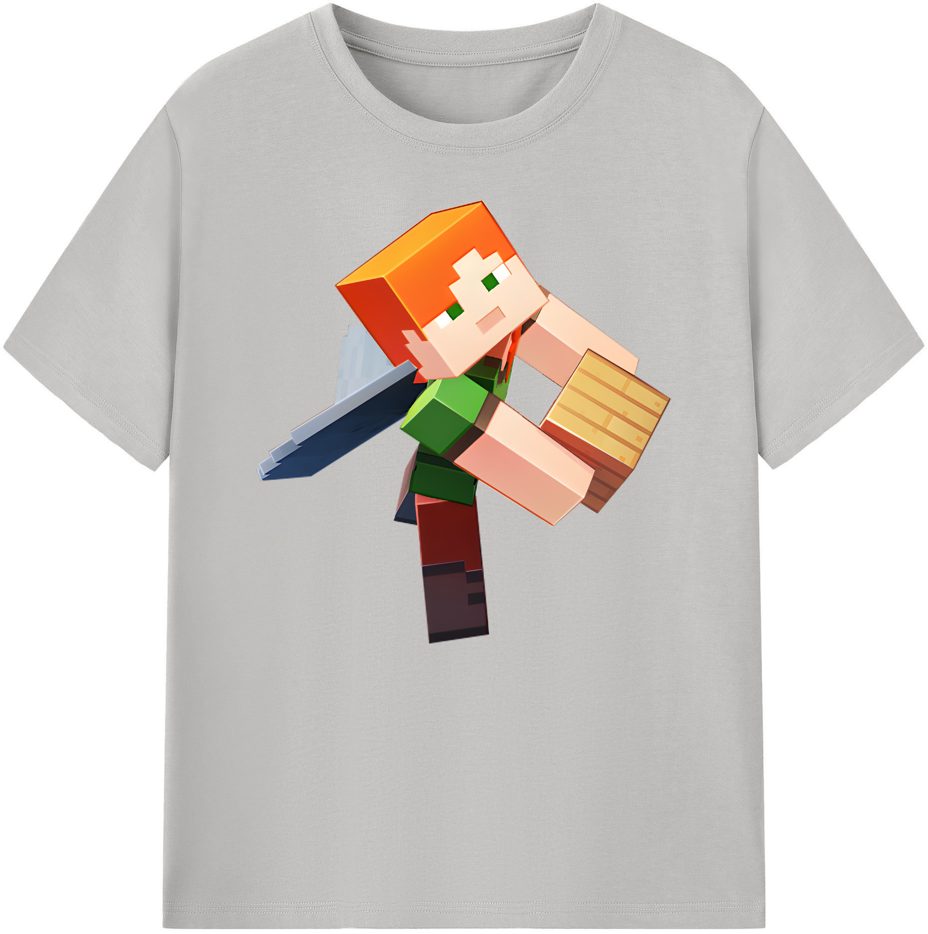 （画像用） マインクラフト ブロックの世界 Minecraft MC Block world 綿100％ メンズ半袖Tシャツ｜肌触りやわらか＆通気性