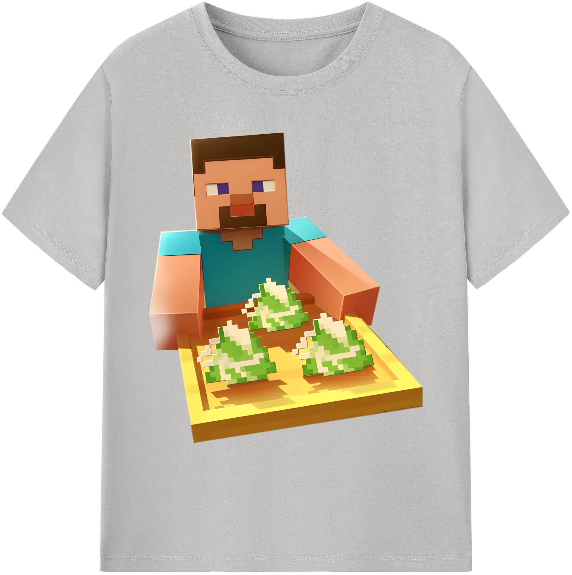 （画像用） マインクラフト ブロックの世界 Minecraft MC Block world 綿100％ メンズ半袖Tシャツ｜肌触りやわらか＆通気性