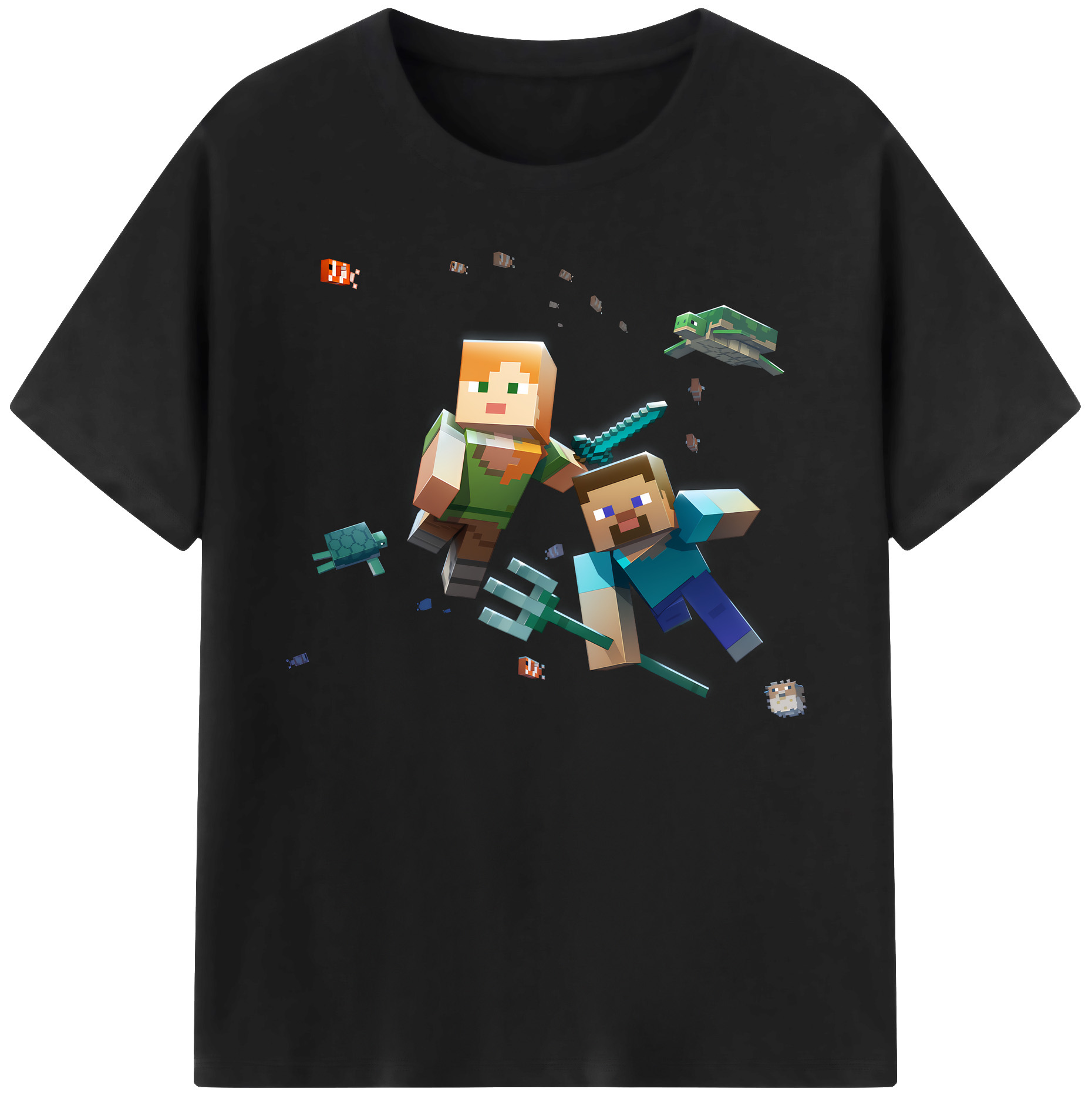 （画像用） マインクラフト ブロックの世界 Minecraft MC Block world 綿100％ メンズ半袖Tシャツ｜肌触りやわらか＆通気性