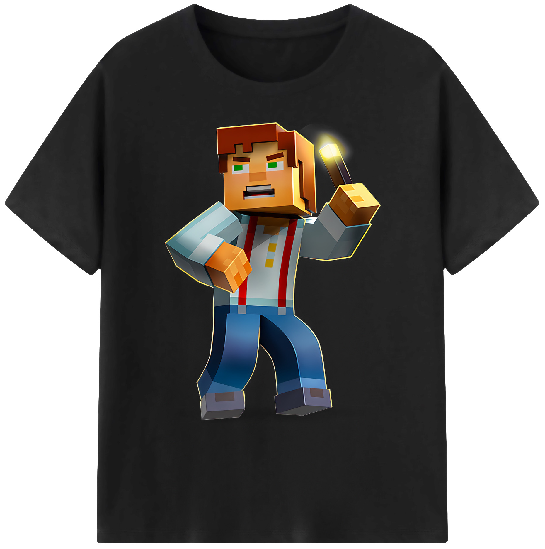 （画像用） マインクラフト ブロックの世界 Minecraft MC Block world 綿100％ メンズ半袖Tシャツ｜肌触りやわらか＆通気性