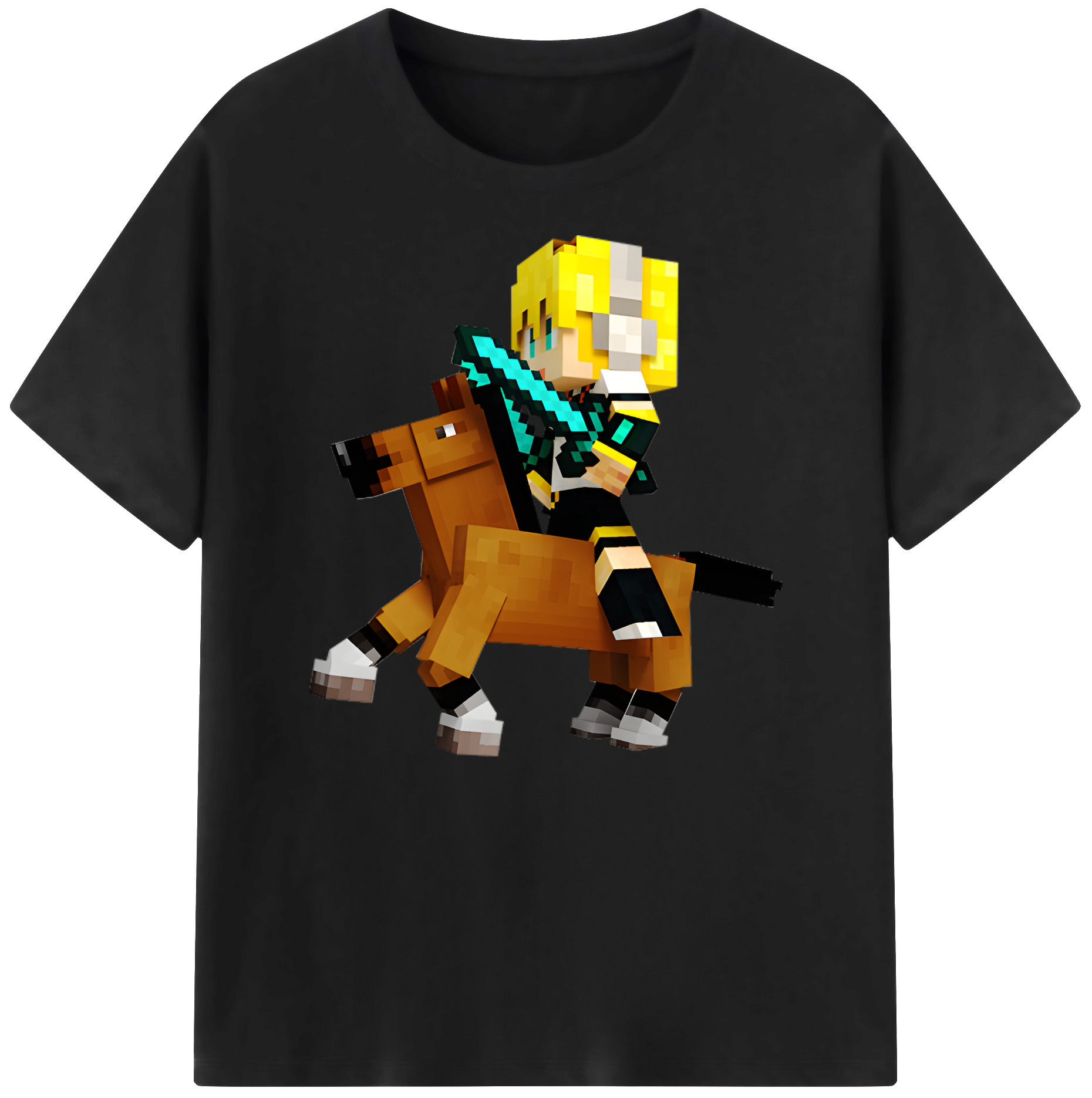 （画像用） マインクラフト ブロックの世界 Minecraft MC Block world 綿100％ メンズ半袖Tシャツ｜肌触りやわらか＆通気性