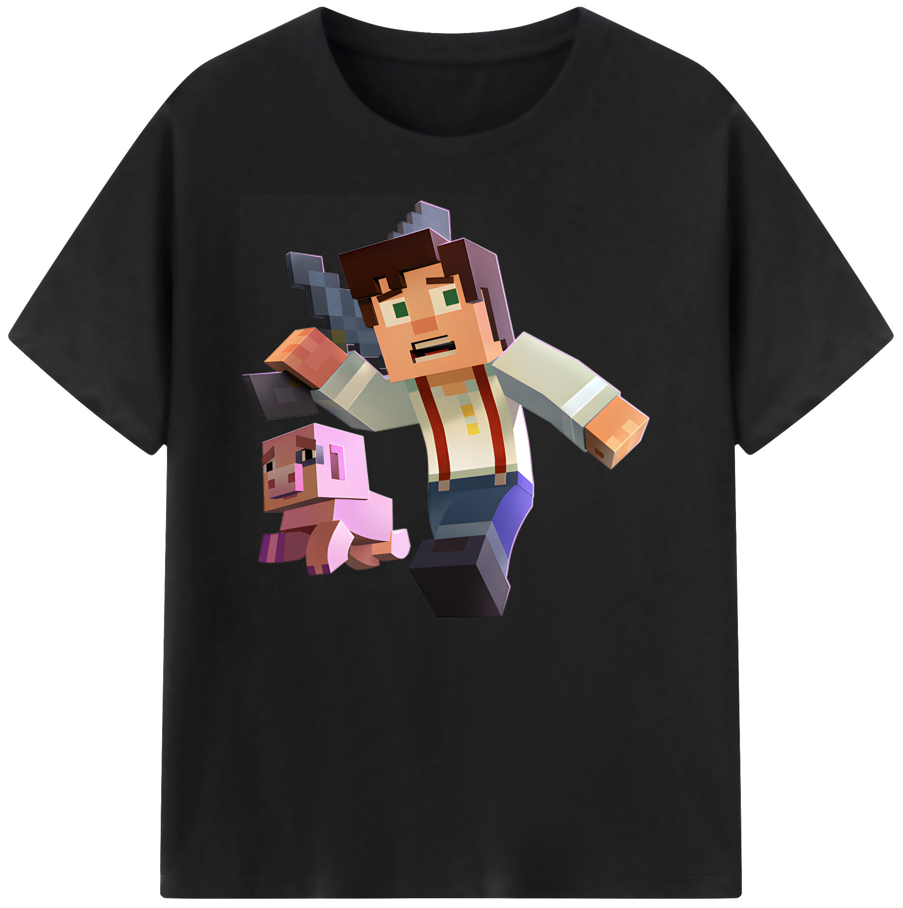 （画像用） マインクラフト ブロックの世界 Minecraft MC Block world 綿100％ メンズ半袖Tシャツ｜肌触りやわらか＆通気性