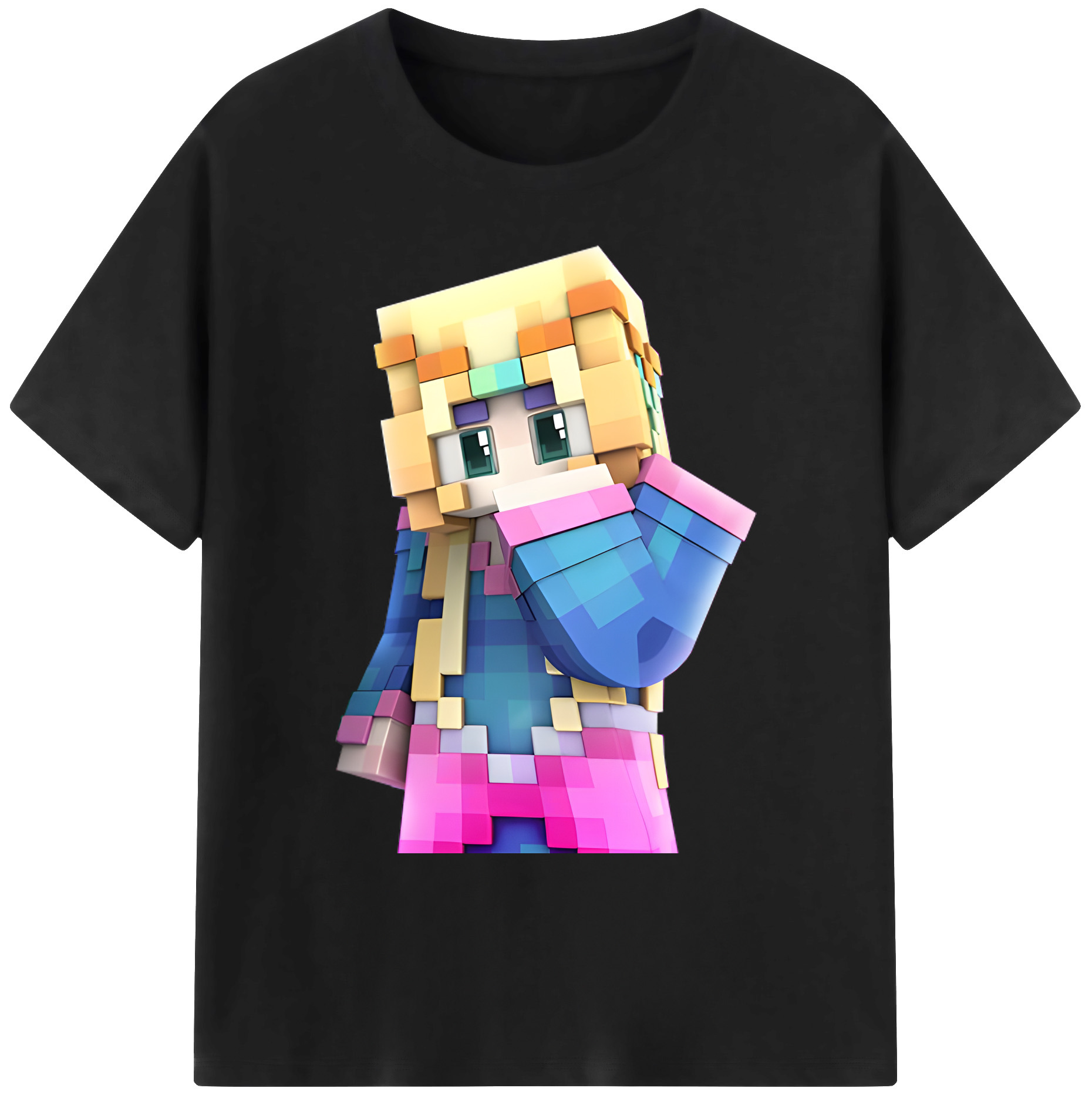 （画像用） マインクラフト ブロックの世界 Minecraft MC Block world 綿100％ メンズ半袖Tシャツ｜肌触りやわらか＆通気性