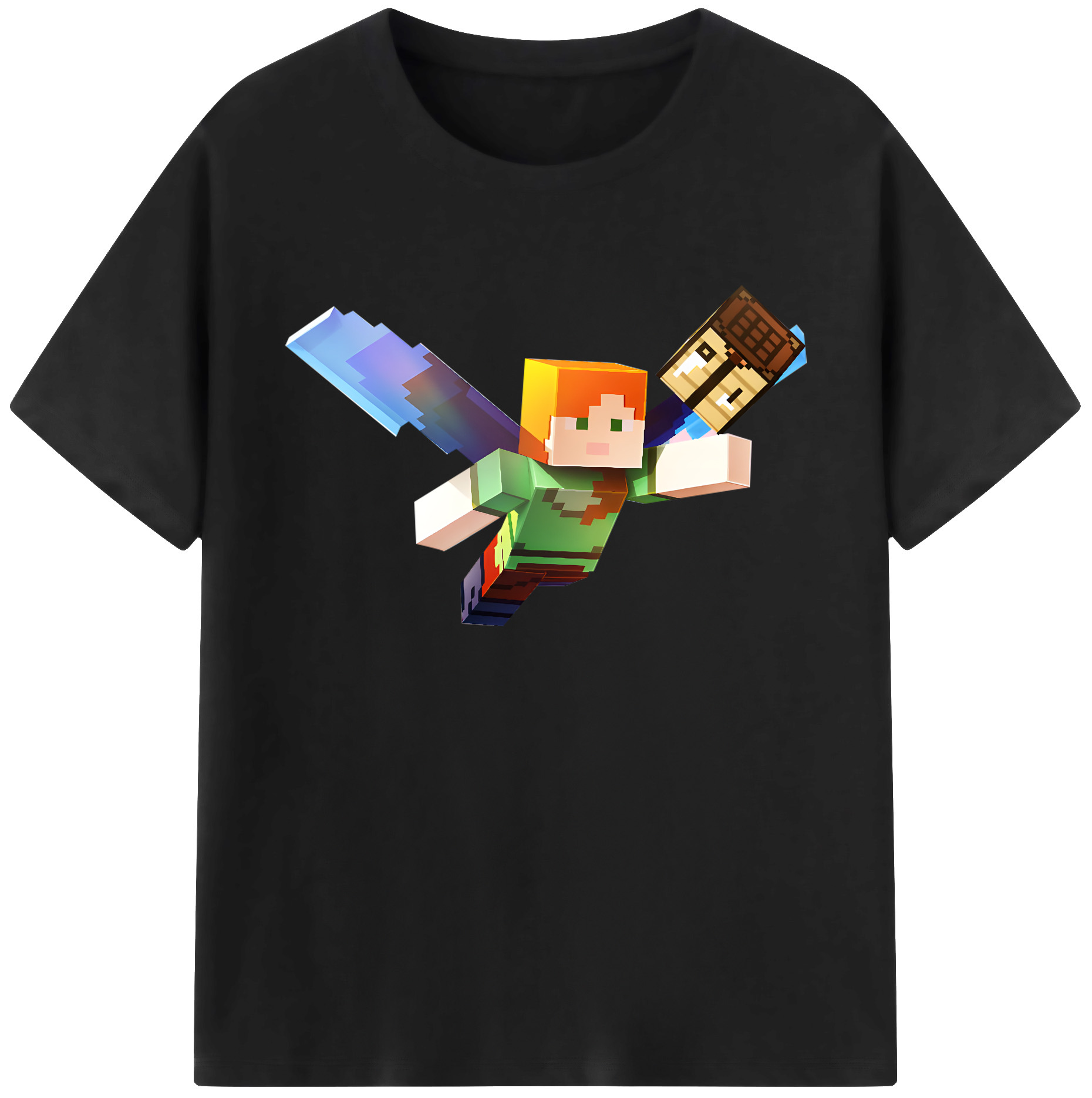 （画像用） マインクラフト ブロックの世界 Minecraft MC Block world 綿100％ メンズ半袖Tシャツ｜肌触りやわらか＆通気性