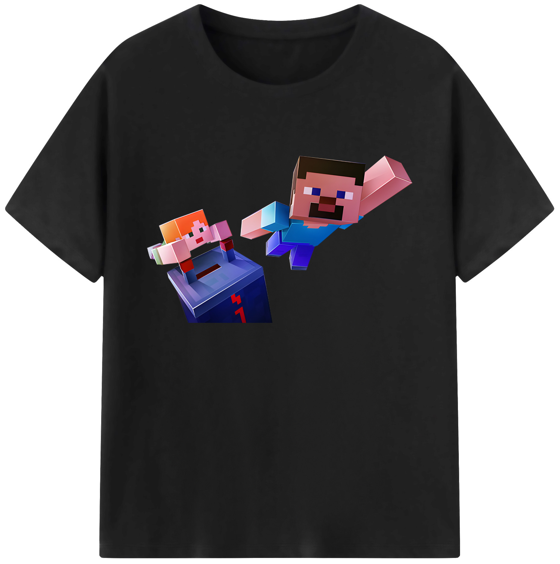 （画像用） マインクラフト ブロックの世界 Minecraft MC Block world 綿100％ メンズ半袖Tシャツ｜肌触りやわらか＆通気性