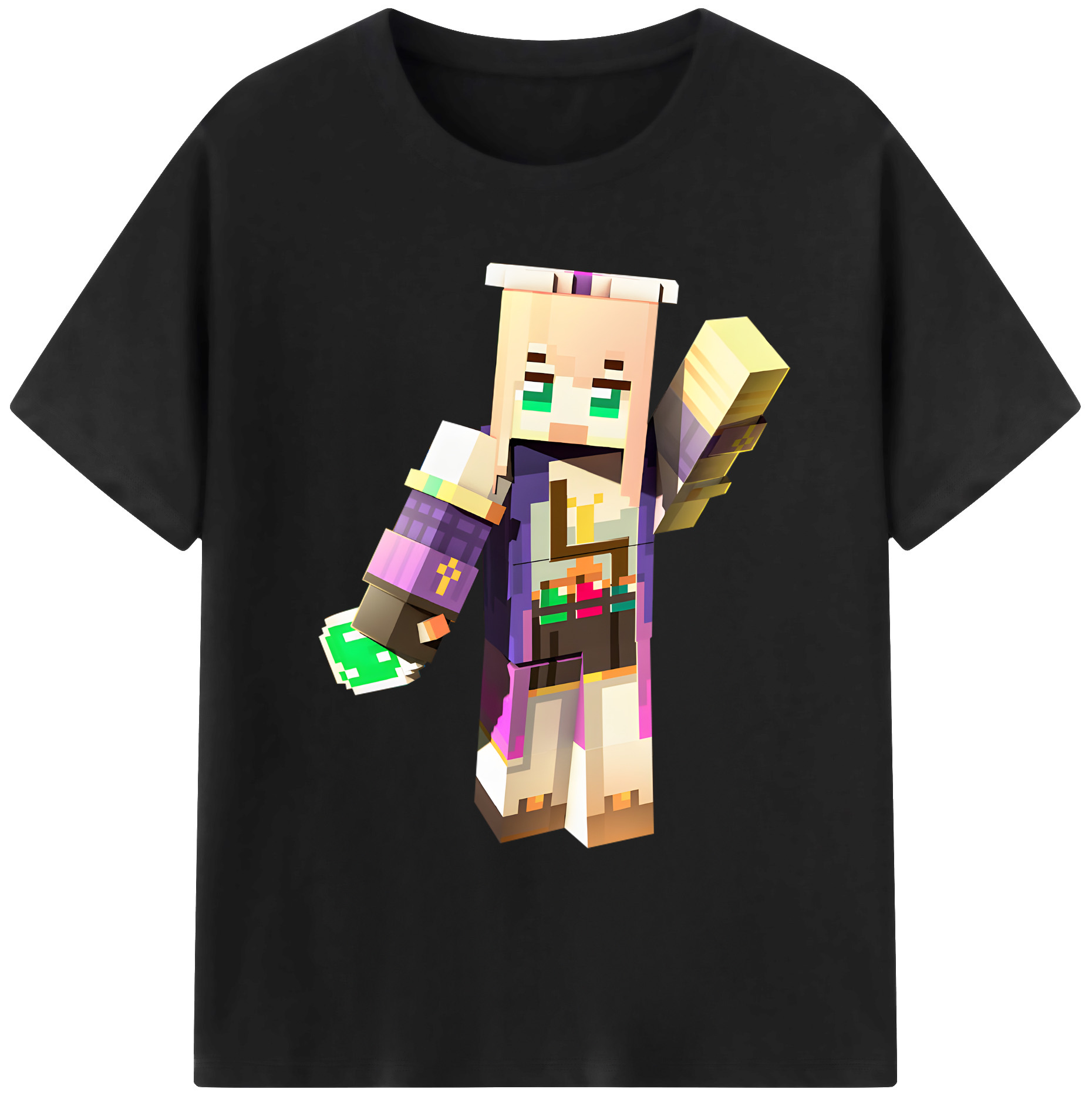 （画像用） マインクラフト ブロックの世界 Minecraft MC Block world 綿100％ メンズ半袖Tシャツ｜肌触りやわらか＆通気性