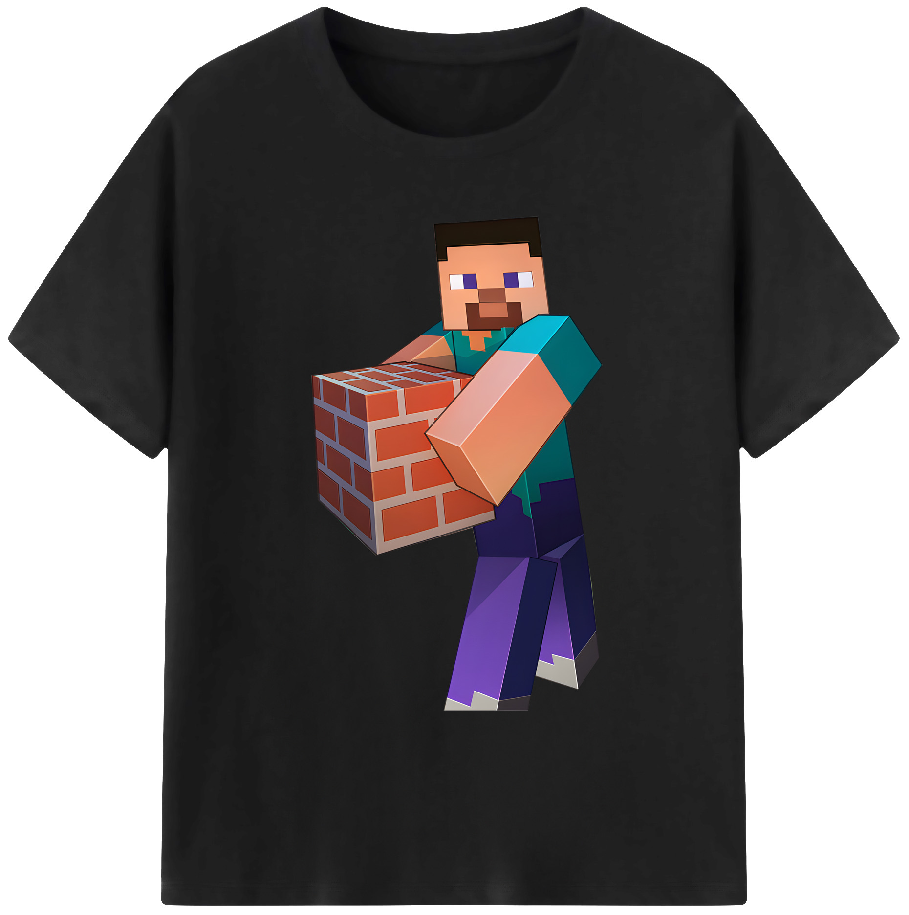 （画像用） マインクラフト ブロックの世界 Minecraft MC Block world 綿100％ メンズ半袖Tシャツ｜肌触りやわらか＆通気性