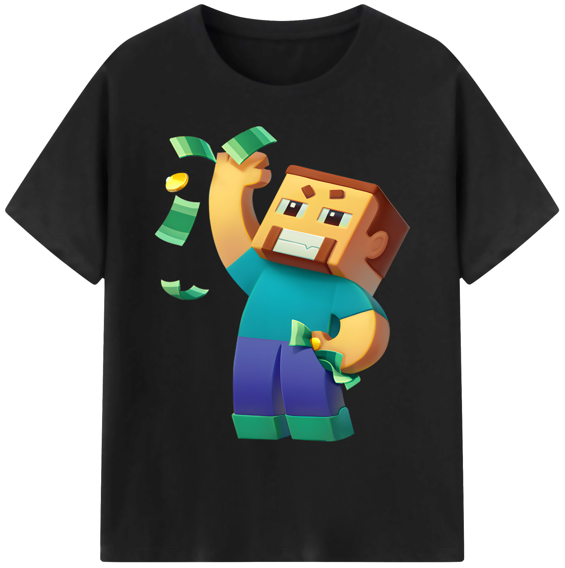（画像用） マインクラフト ブロックの世界 Minecraft MC Block world 綿100％ メンズ半袖Tシャツ｜肌触りやわらか＆通気性