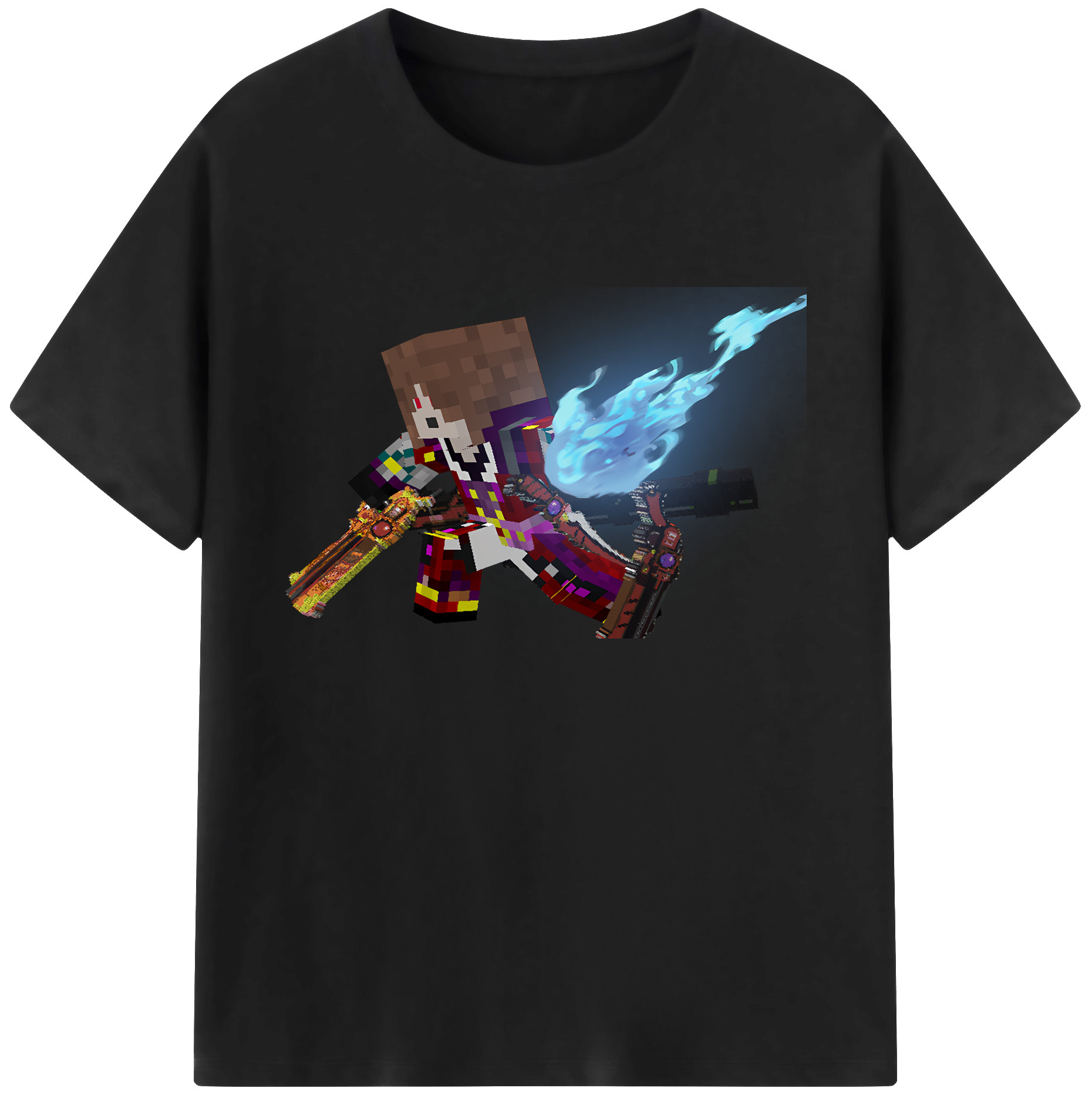 （画像用） マインクラフト ブロックの世界 Minecraft MC Block world 綿100％ メンズ半袖Tシャツ｜肌触りやわらか＆通気性
