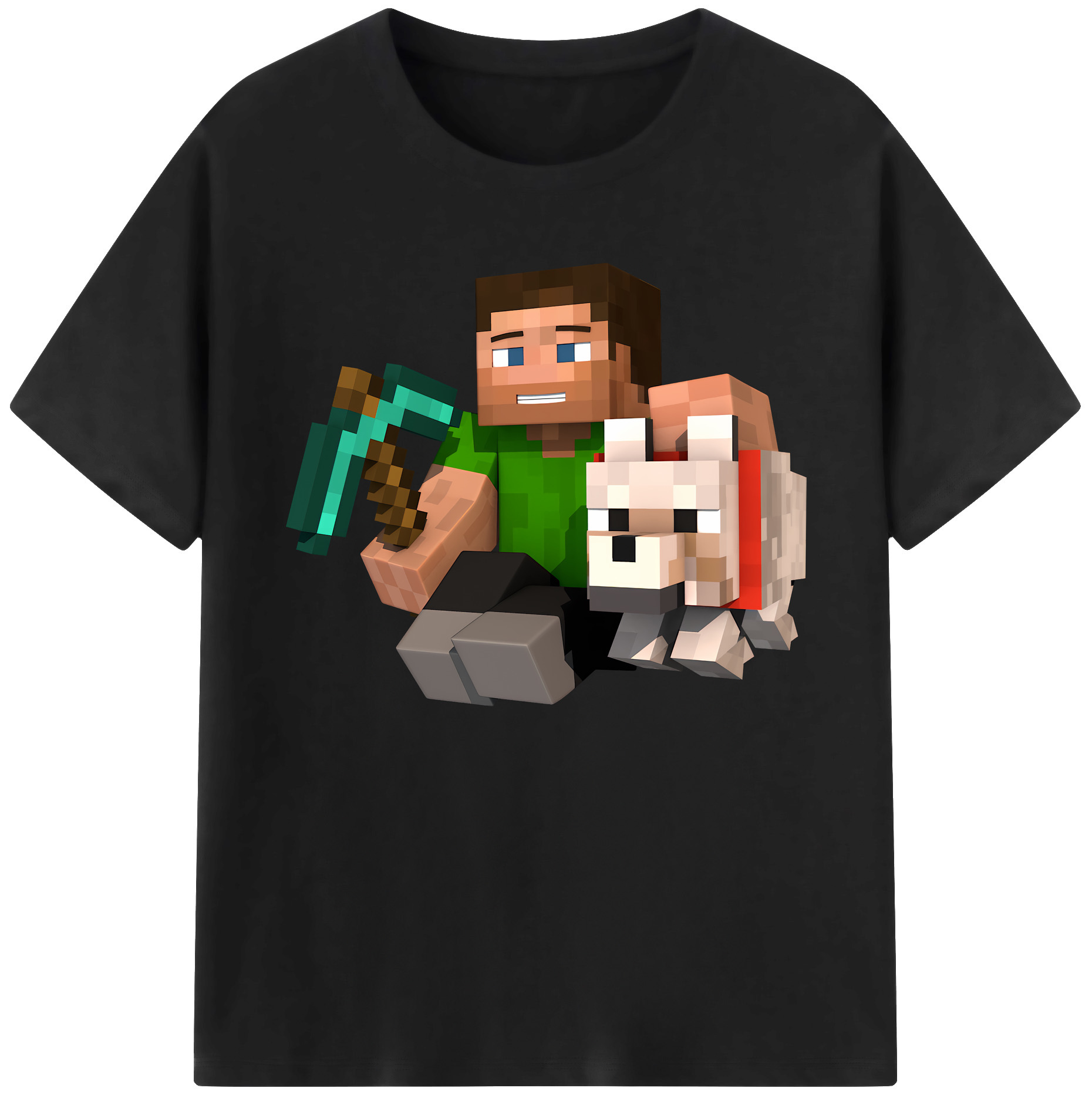 （画像用） マインクラフト ブロックの世界 Minecraft MC Block world 綿100％ メンズ半袖Tシャツ｜肌触りやわらか＆通気性
