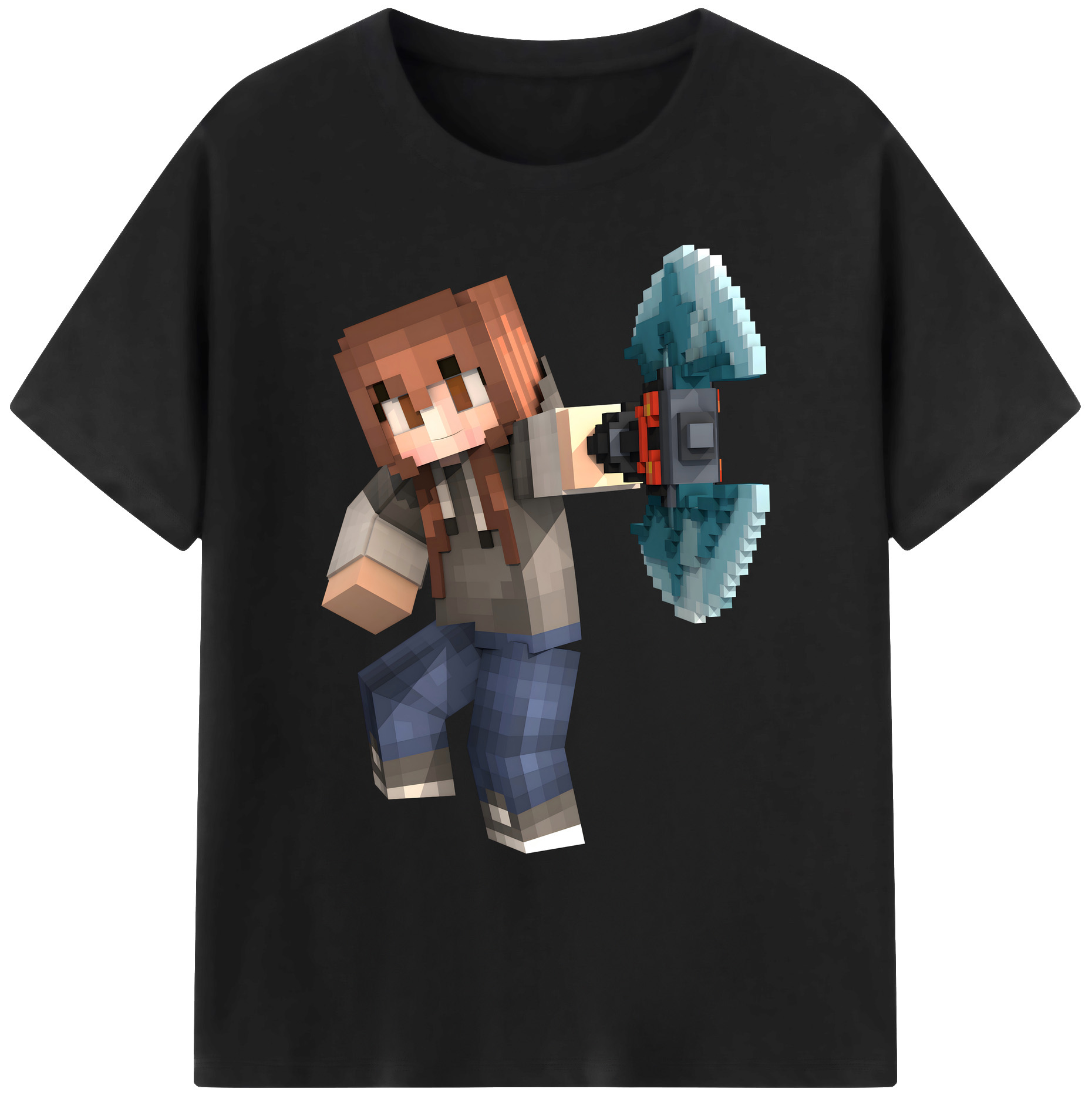 （画像用） マインクラフト ブロックの世界 Minecraft MC Block world 綿100％ メンズ半袖Tシャツ｜肌触りやわらか＆通気性