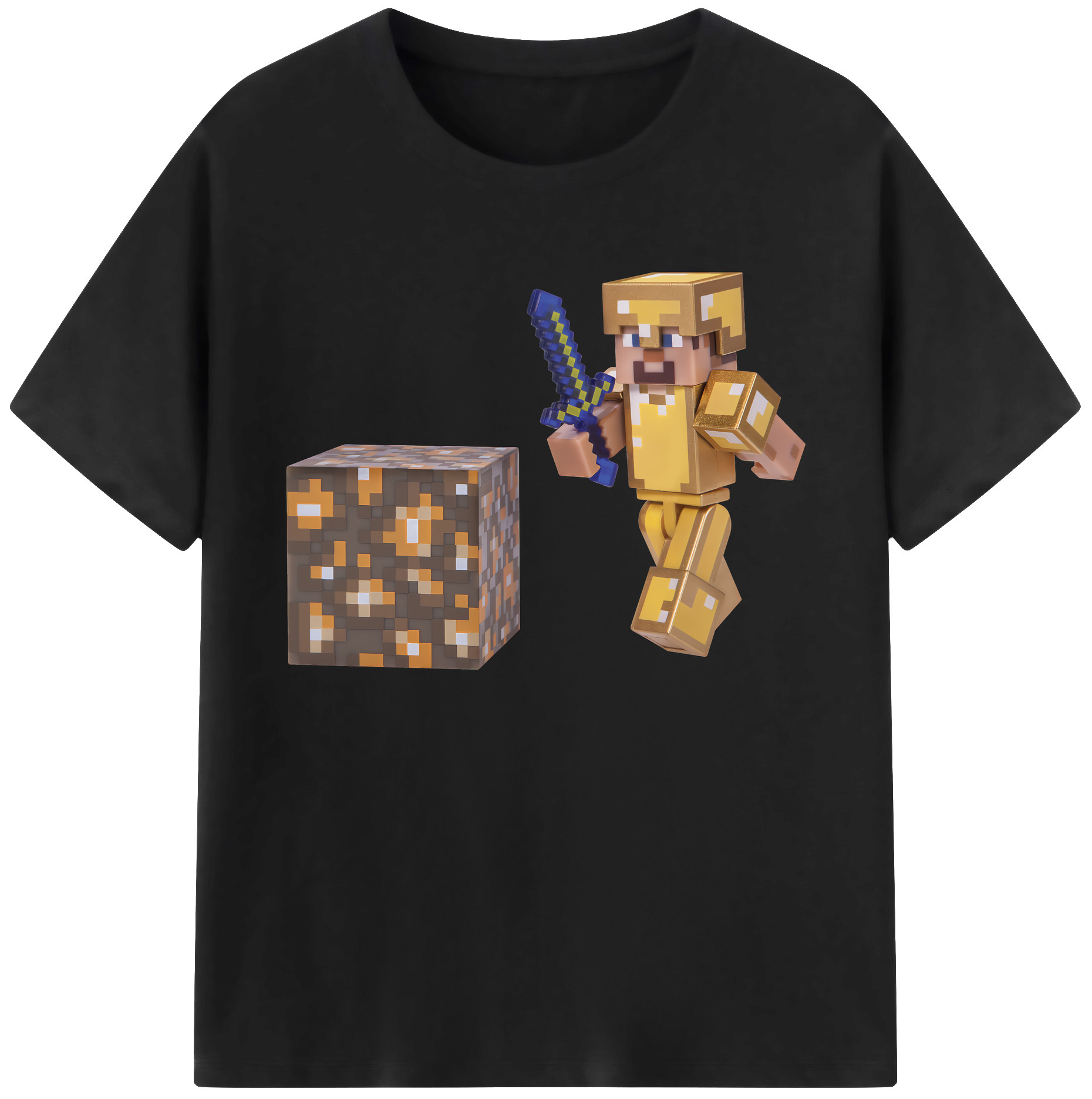 （画像用） マインクラフト ブロックの世界 Minecraft MC Block world 綿100％ メンズ半袖Tシャツ｜肌触りやわらか＆通気性